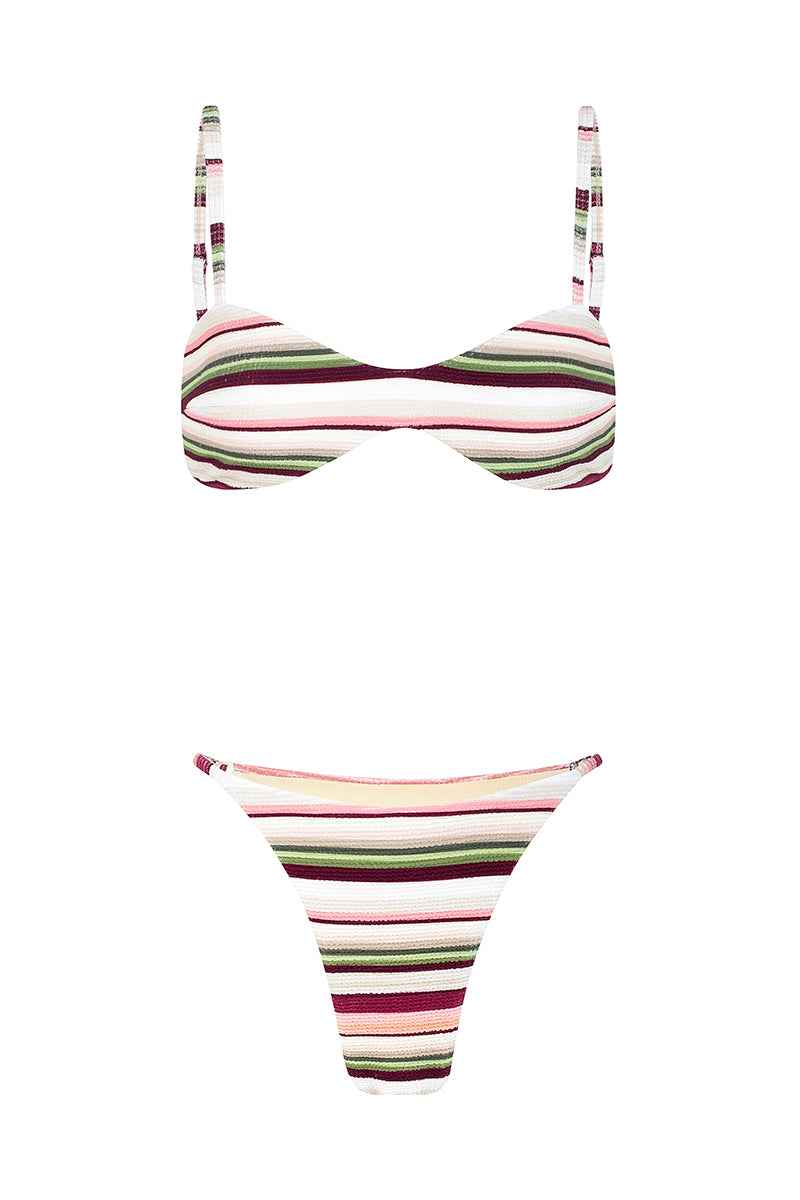 Archipel Balconette Ribbed Summer Bikini Set - Cream/Olive/Blush/Wine