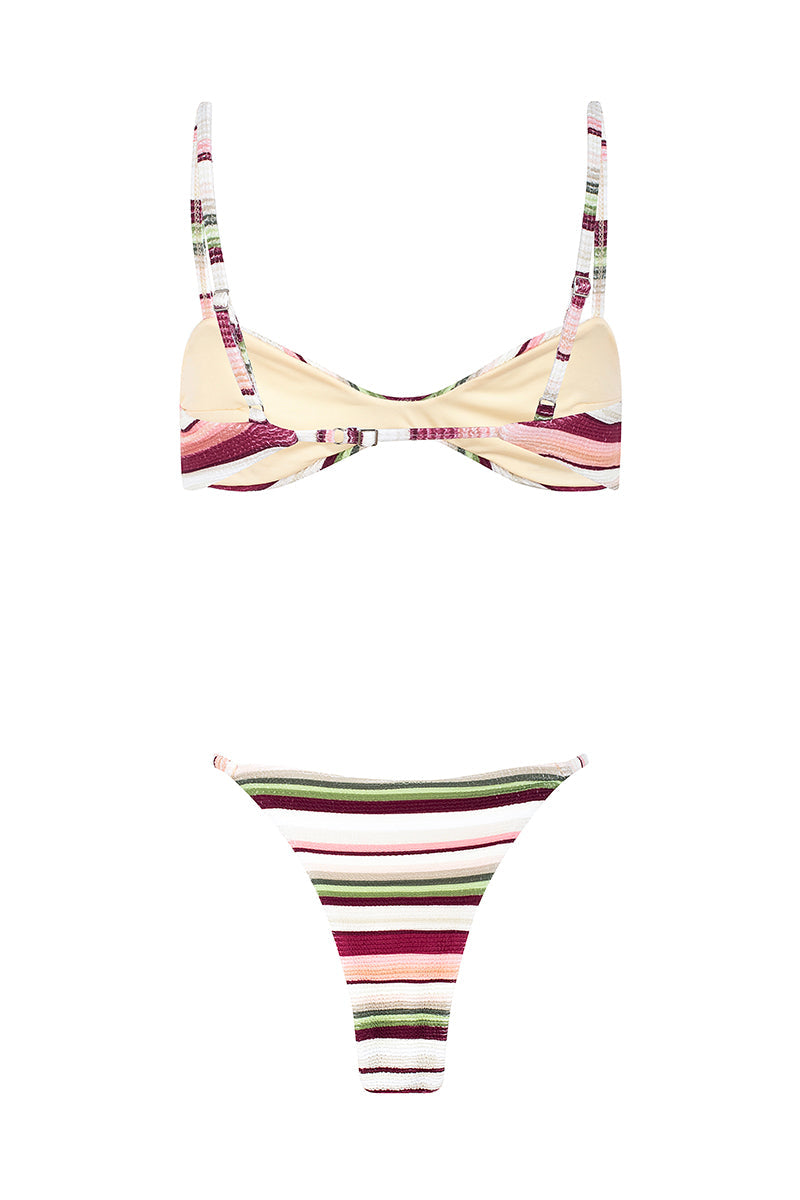 Archipel Balconette Ribbed Summer Bikini Set - Cream/Olive/Blush/Wine
