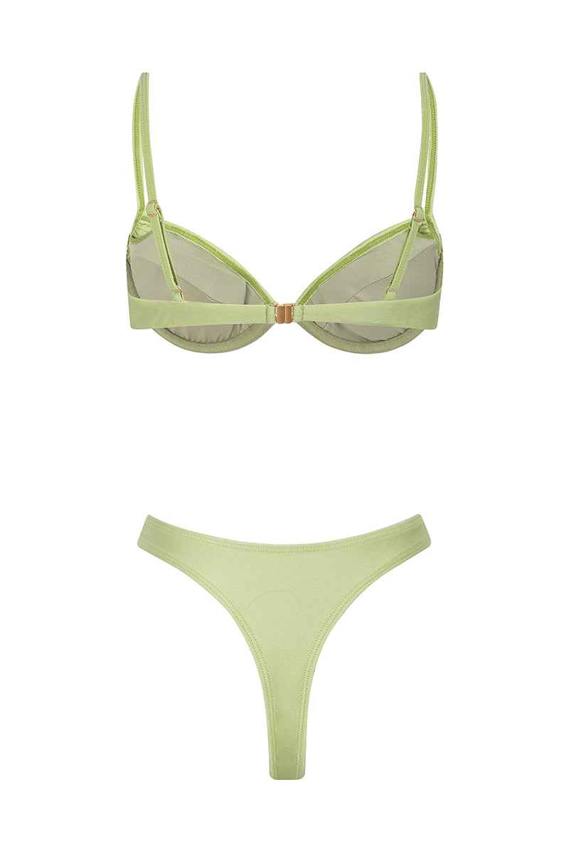 Deja Vu Pleated Underwired Summer Bikini - Lime Green
