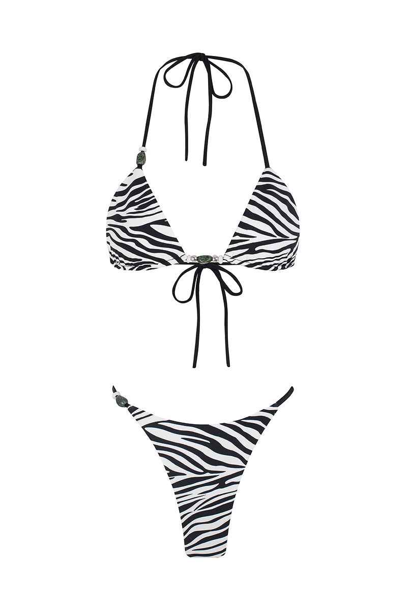Sauvage Zebra Print Reversible Summer Bikini - Black/White