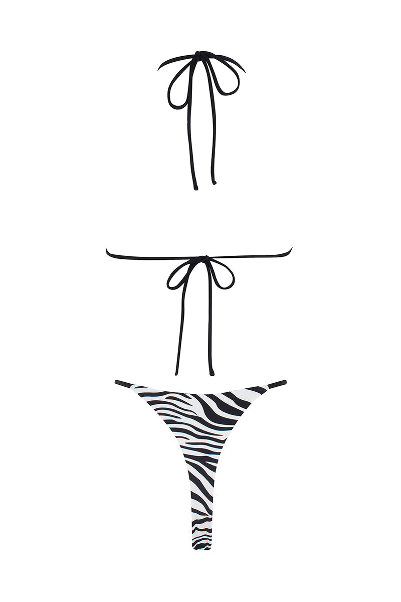 Sauvage Zebra Print Reversible Summer Bikini - Black/White