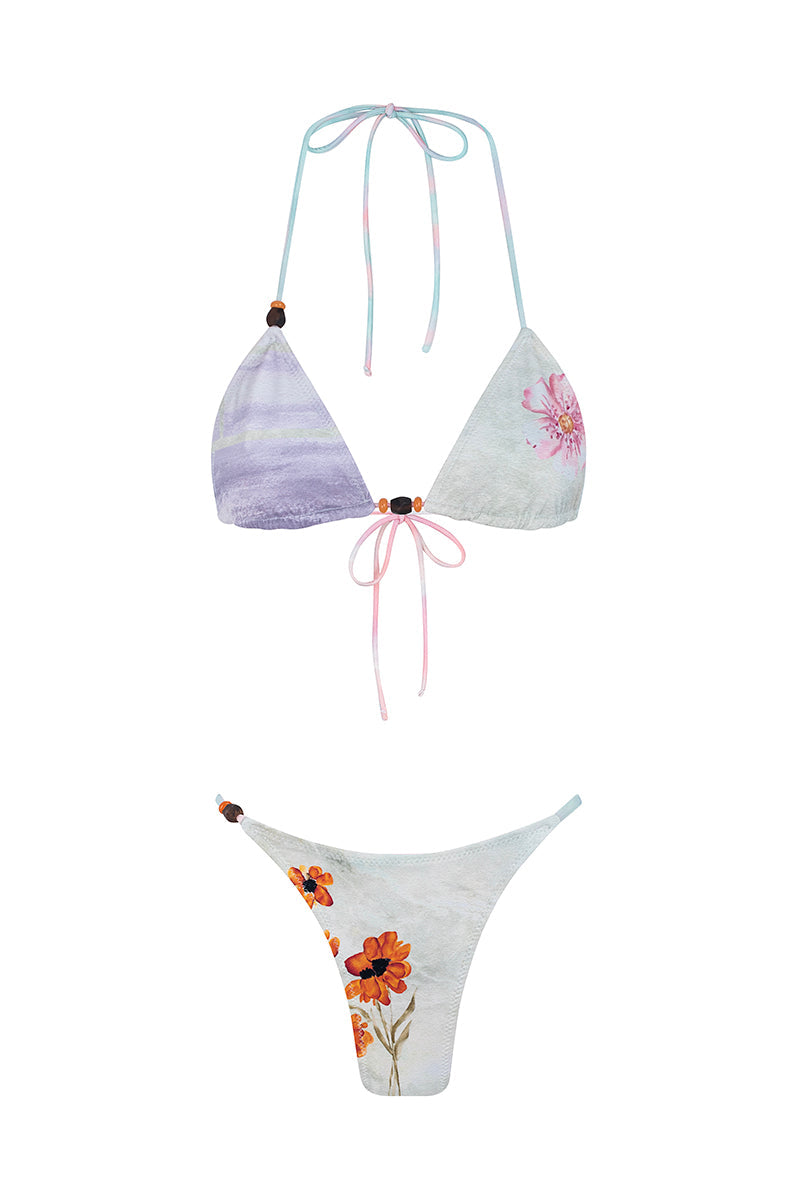 Margot Reversible Floral Gradient Mini Summer Bikini - Pink/Aqua