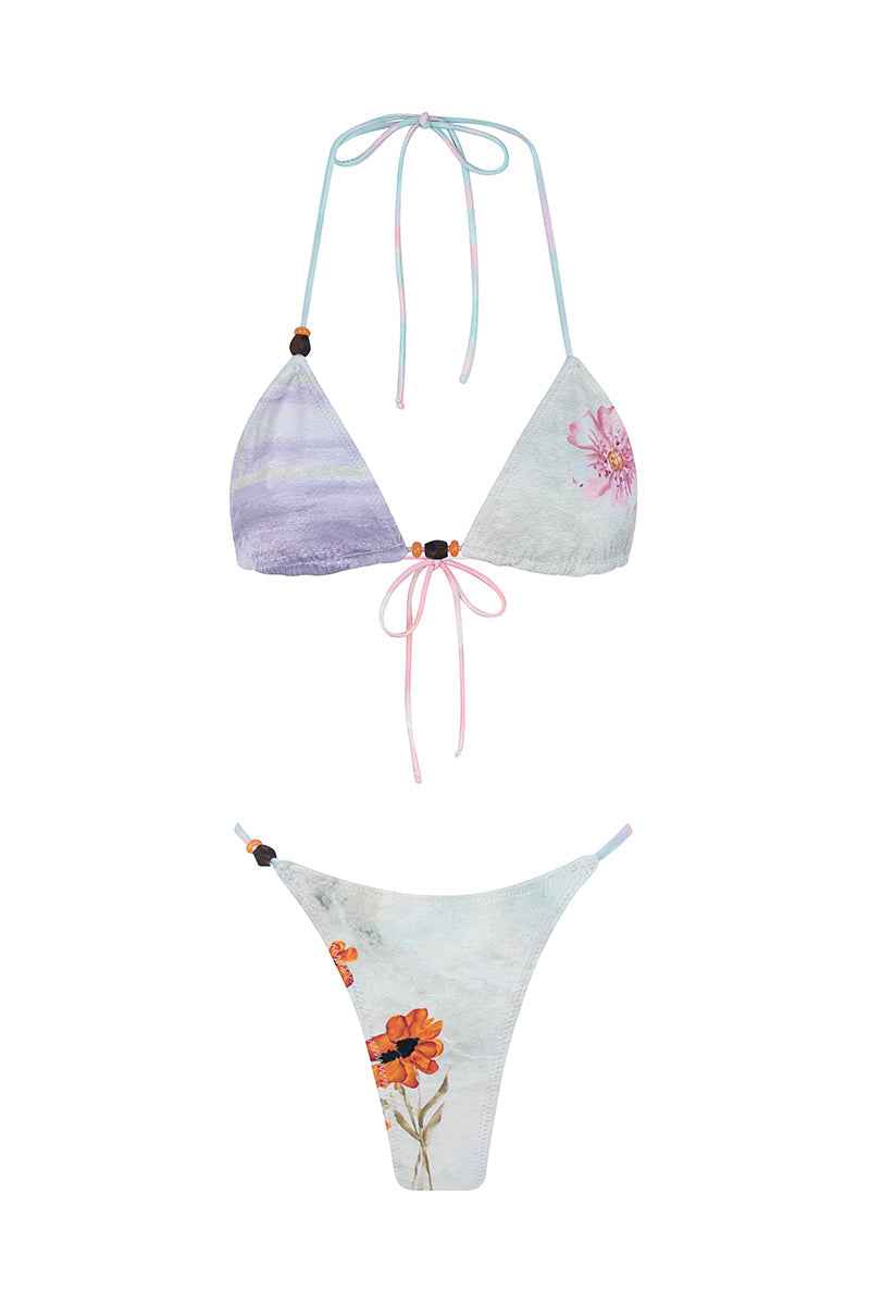 Margot Reversible Floral Gradient Mini Summer Bikini - Pink/Aqua