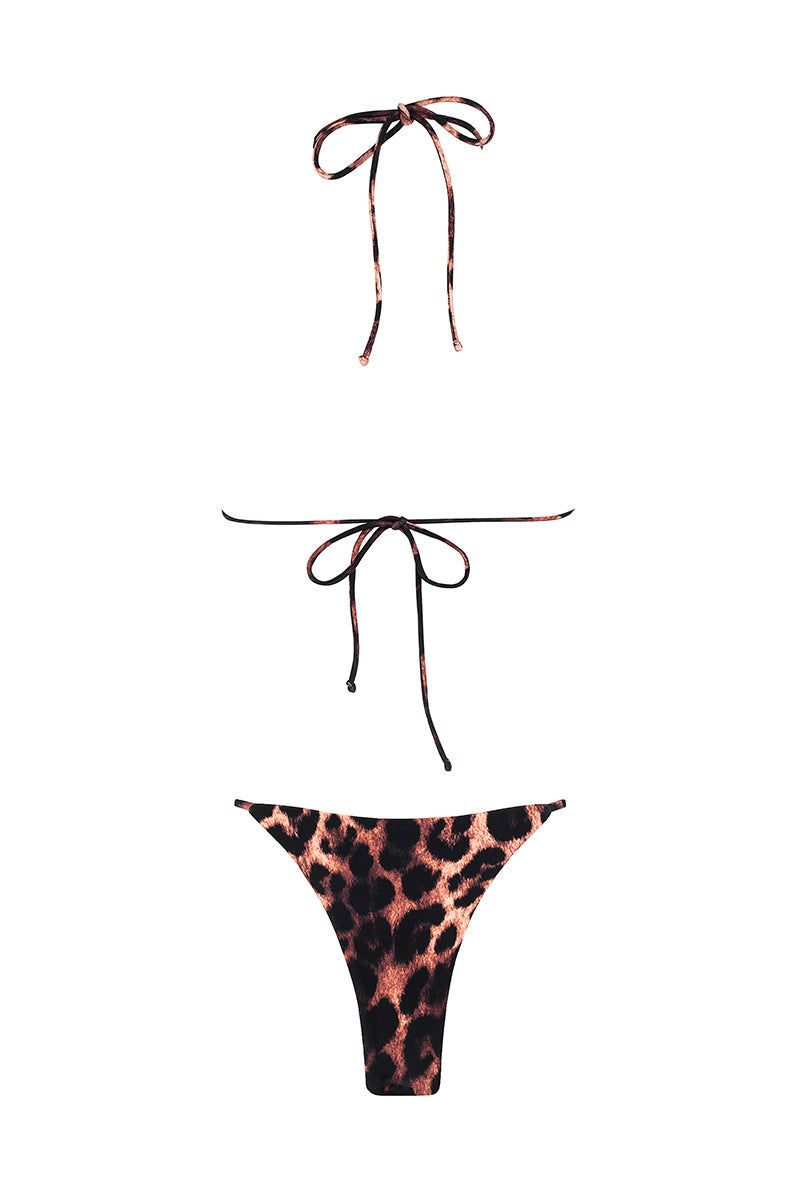 Feline Reversible Triangle Summer Bikini - Bordeaux/Leopard