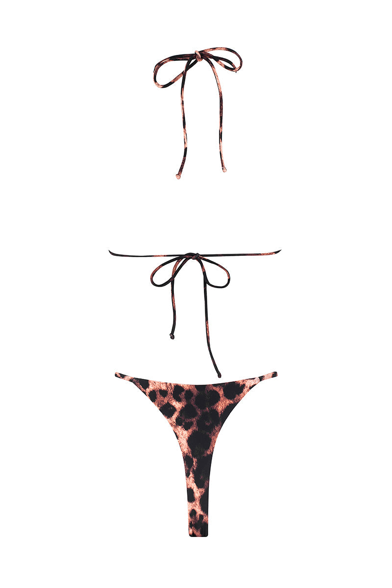 Feline Reversible Triangle Mini Summer Bikini - Bordeaux/Leopard