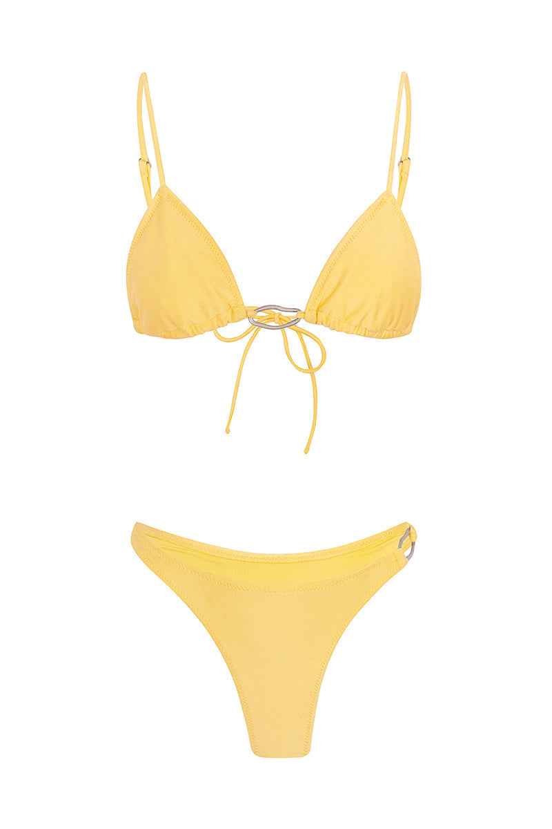 Triangle Top Adjustable Summer Bikini - Yellow