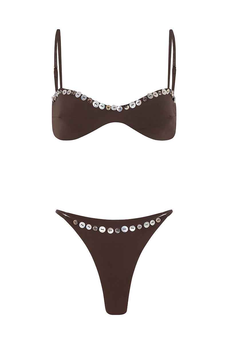 The Kiss Chic Strap Bikini Summer Swimwear - Brown