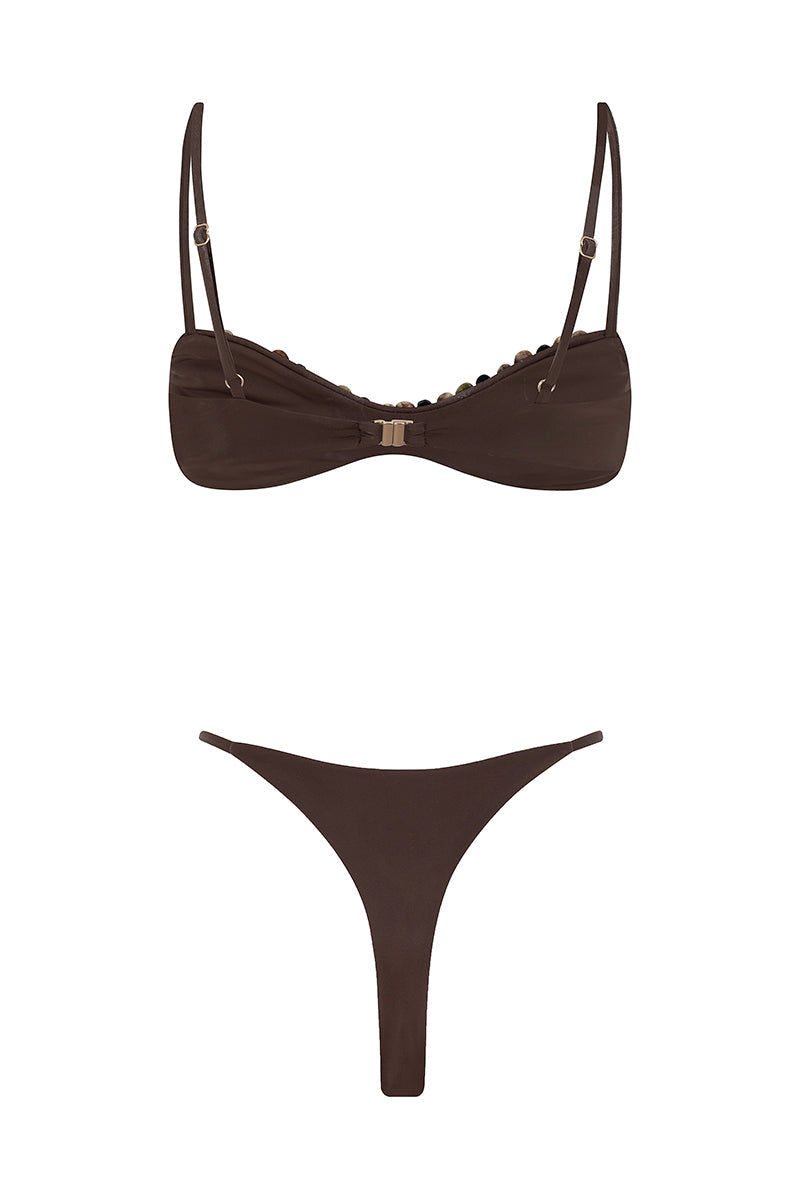 The Kiss Chic Strap Bikini Summer Swimwear - Brown