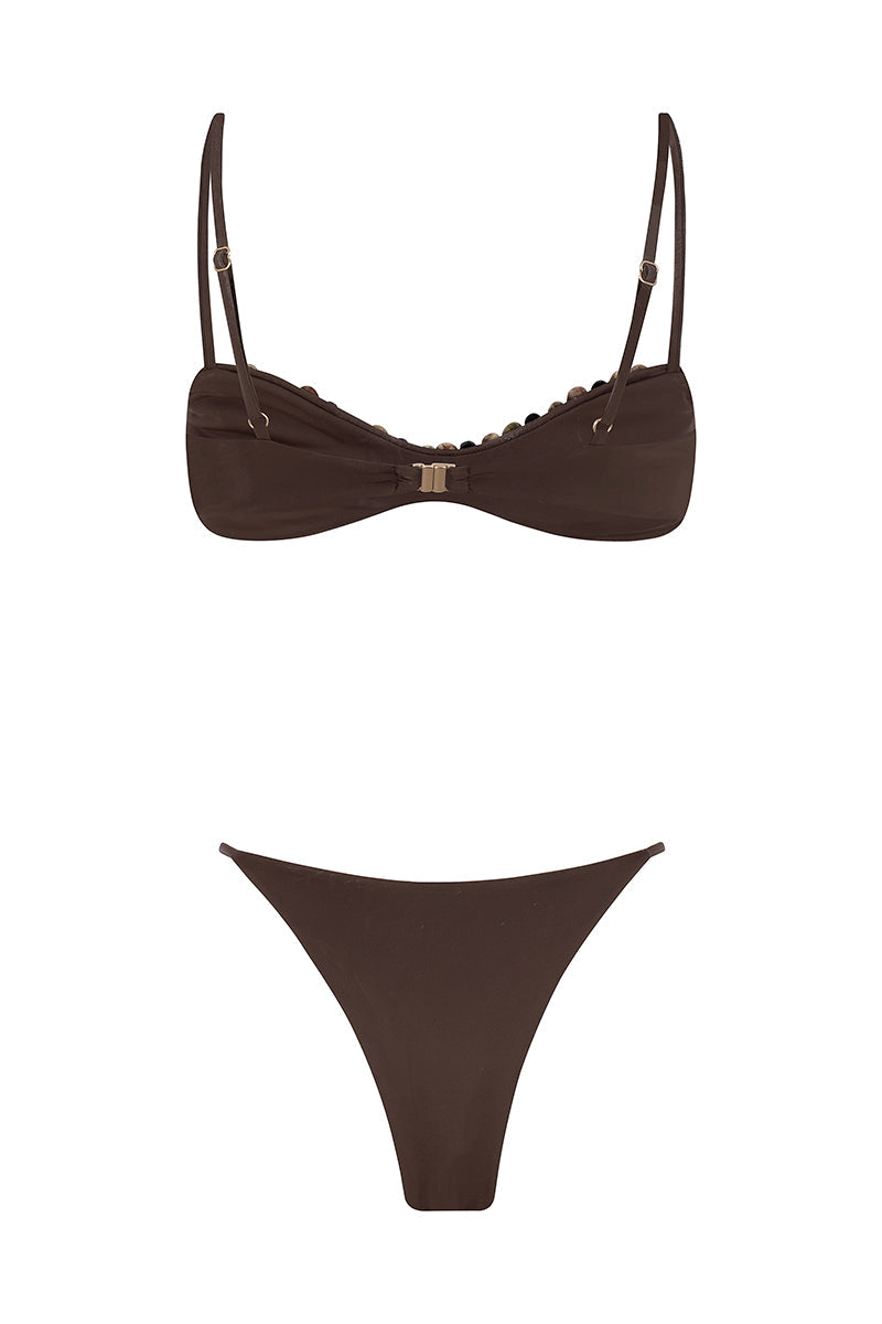 The Kiss Chic Strap Bikini Summer Swimwear - Brown