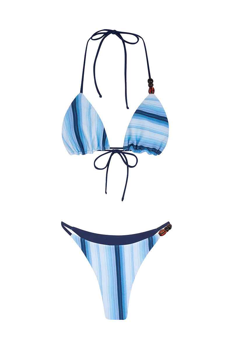 Triangle Elegant Adjustable Summer Bikini Set - Blue