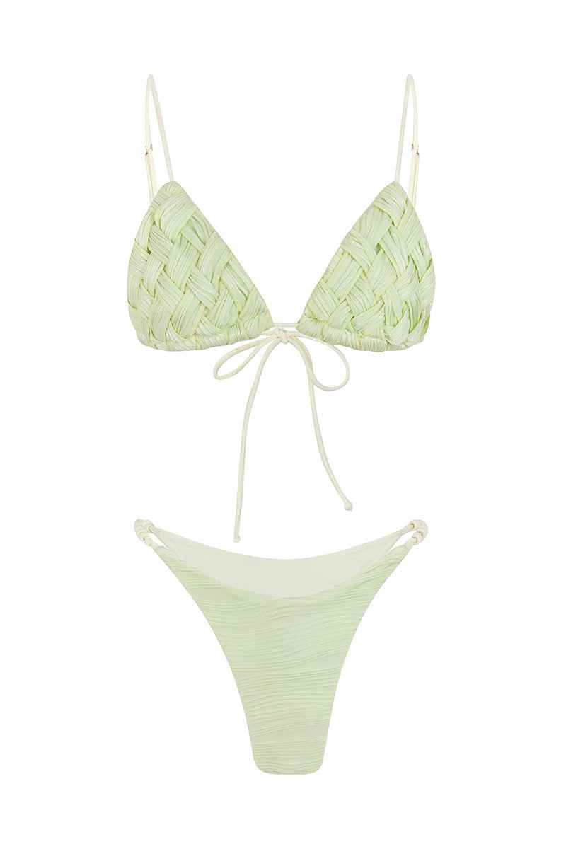 Midnight Lime Braided Triangle Summer Bikini - Lime Green