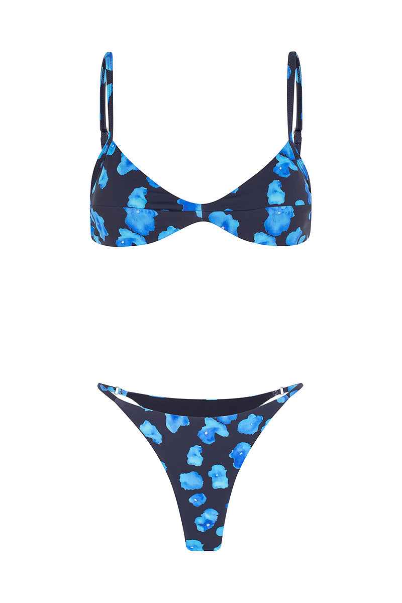 Sea Floral Cheeky Summer Bikini - Blue