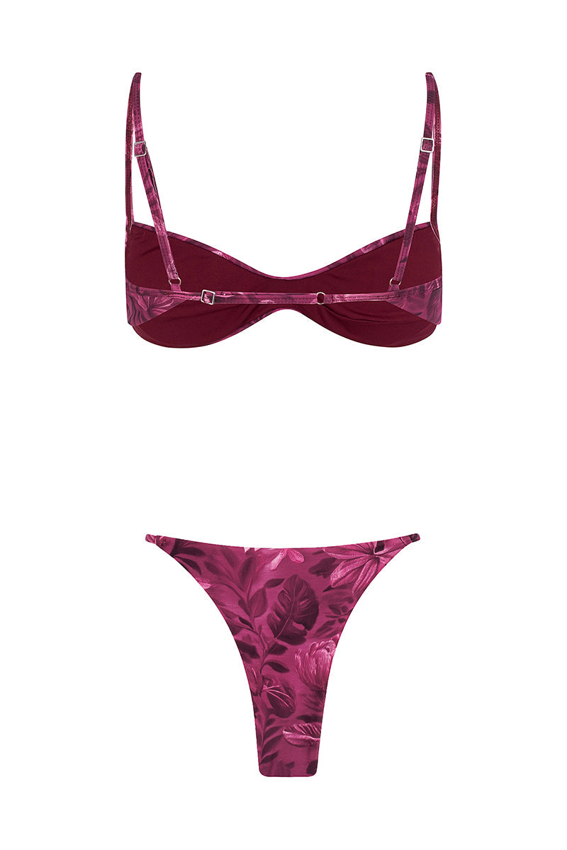 La Groseille Minimalist Adjustable Strap Bikini - Burgundy/Raspberry