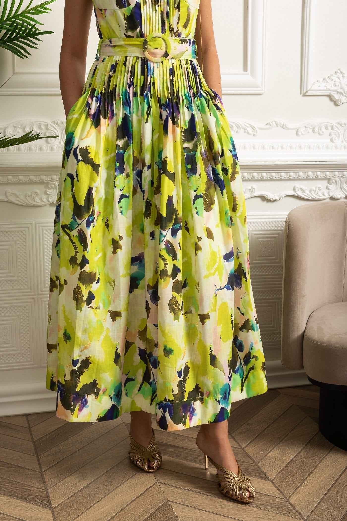 Sienna | PLEATED FITTED MIDI SUMMER PARTY DRESS