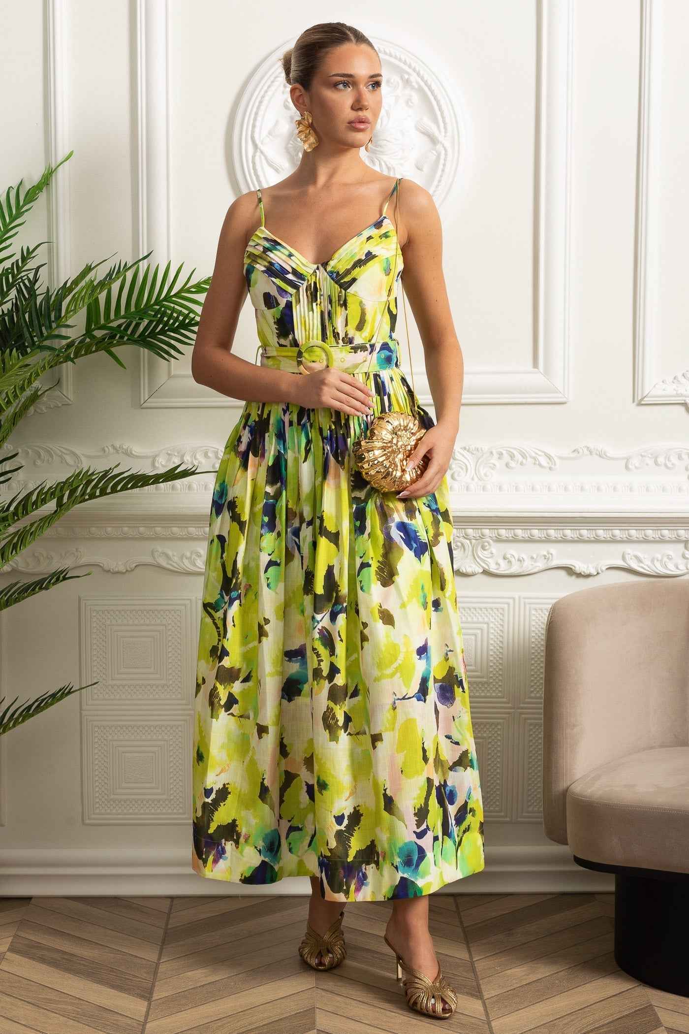 Sienna | PLEATED FITTED MIDI SUMMER PARTY DRESS