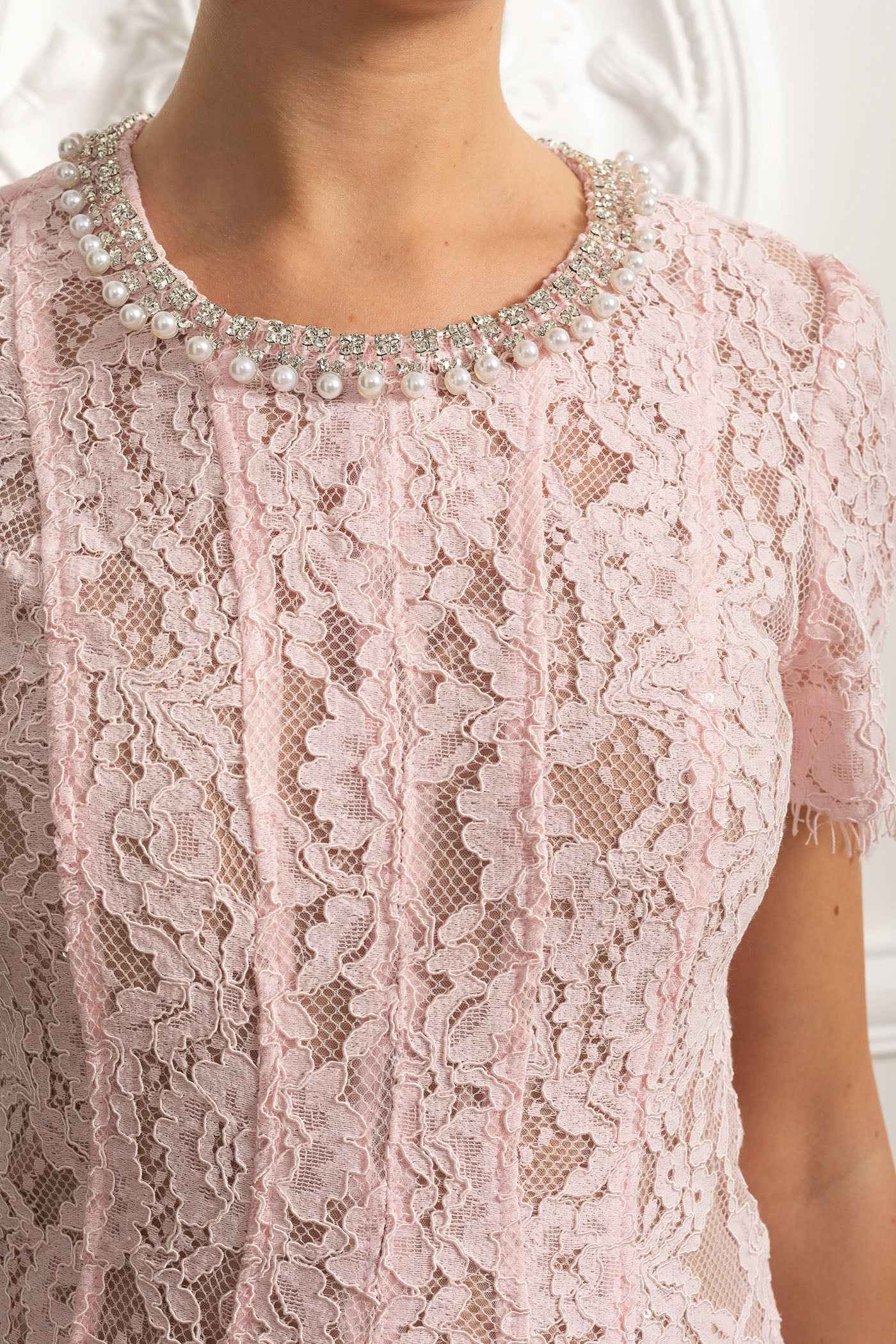 Lace Crystal | LACE FLORAL MIDI PARTY COCKTAIL DRESS