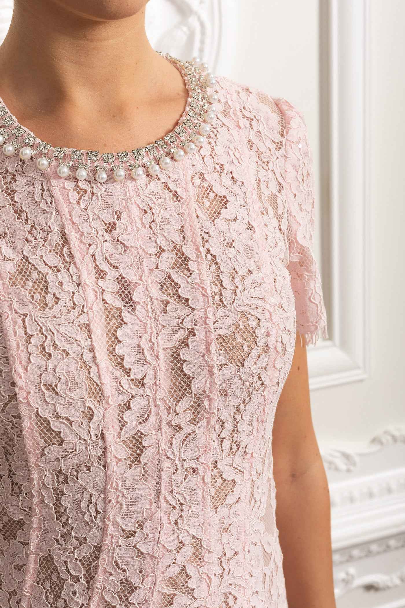 Lace Crystal | LACE FLORAL MIDI PARTY COCKTAIL DRESS