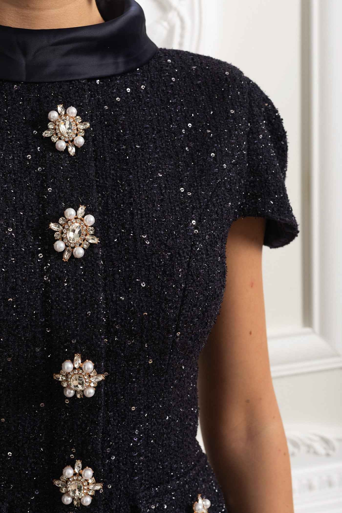 Navy Co-Ord | EMBELLISHED SATIN MAXI FORMAL EVENING DRESS