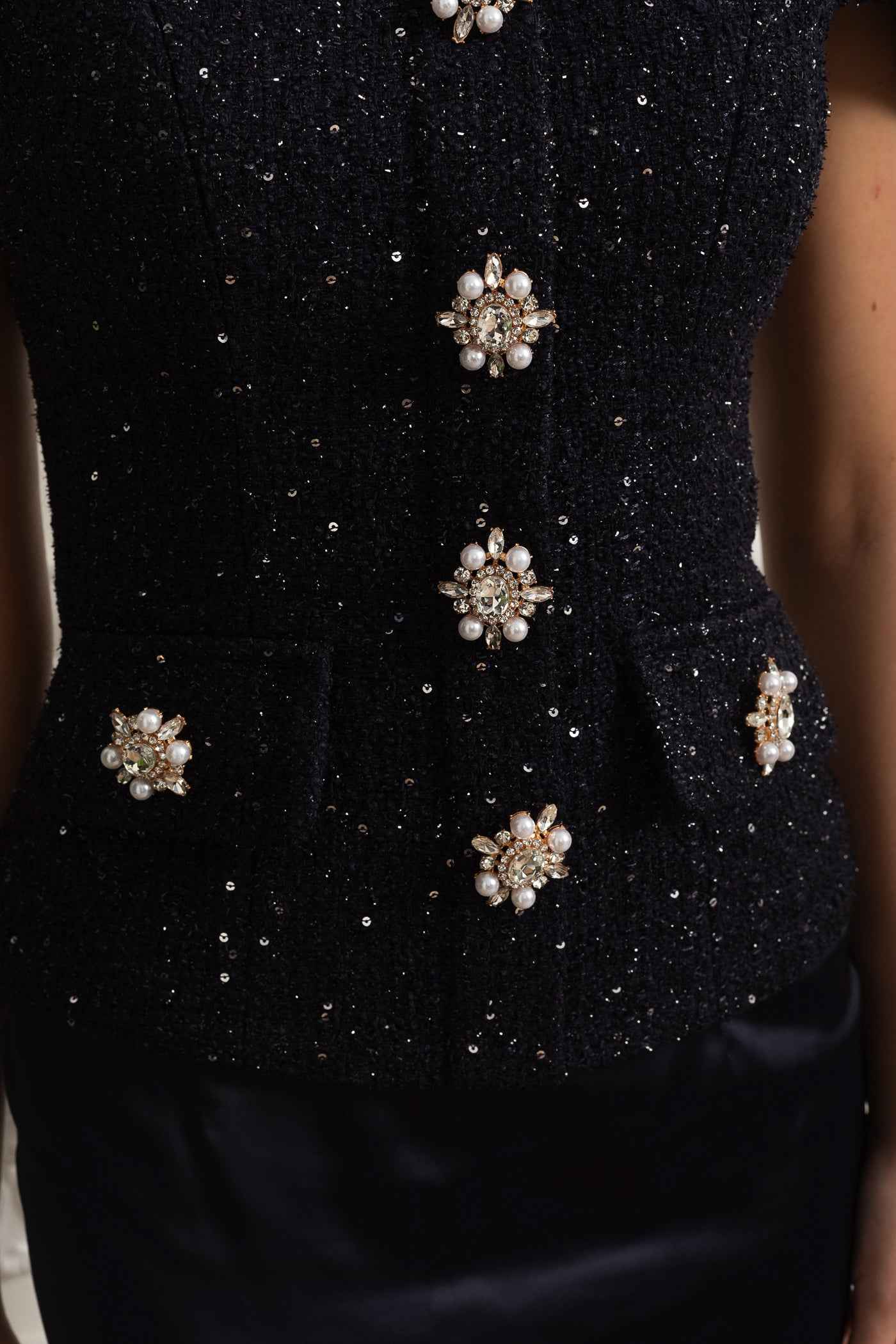 Navy Co-Ord | EMBELLISHED SATIN MAXI FORMAL EVENING DRESS