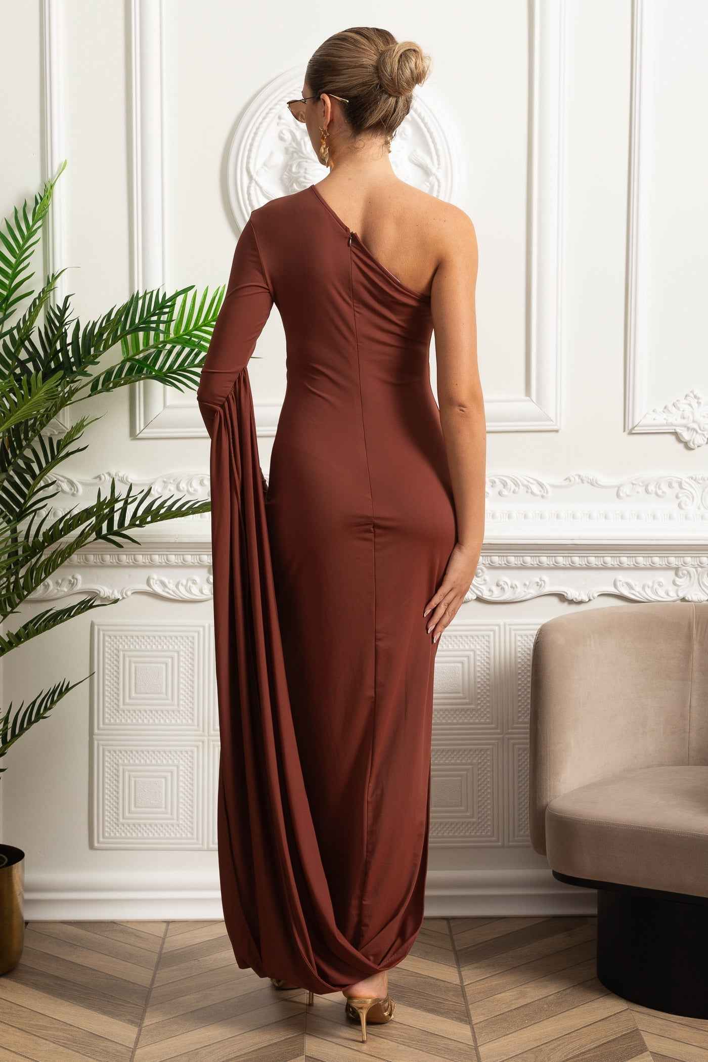 Matilda | ASYMMETRICAL FITTED MAXI EVENING DRESS