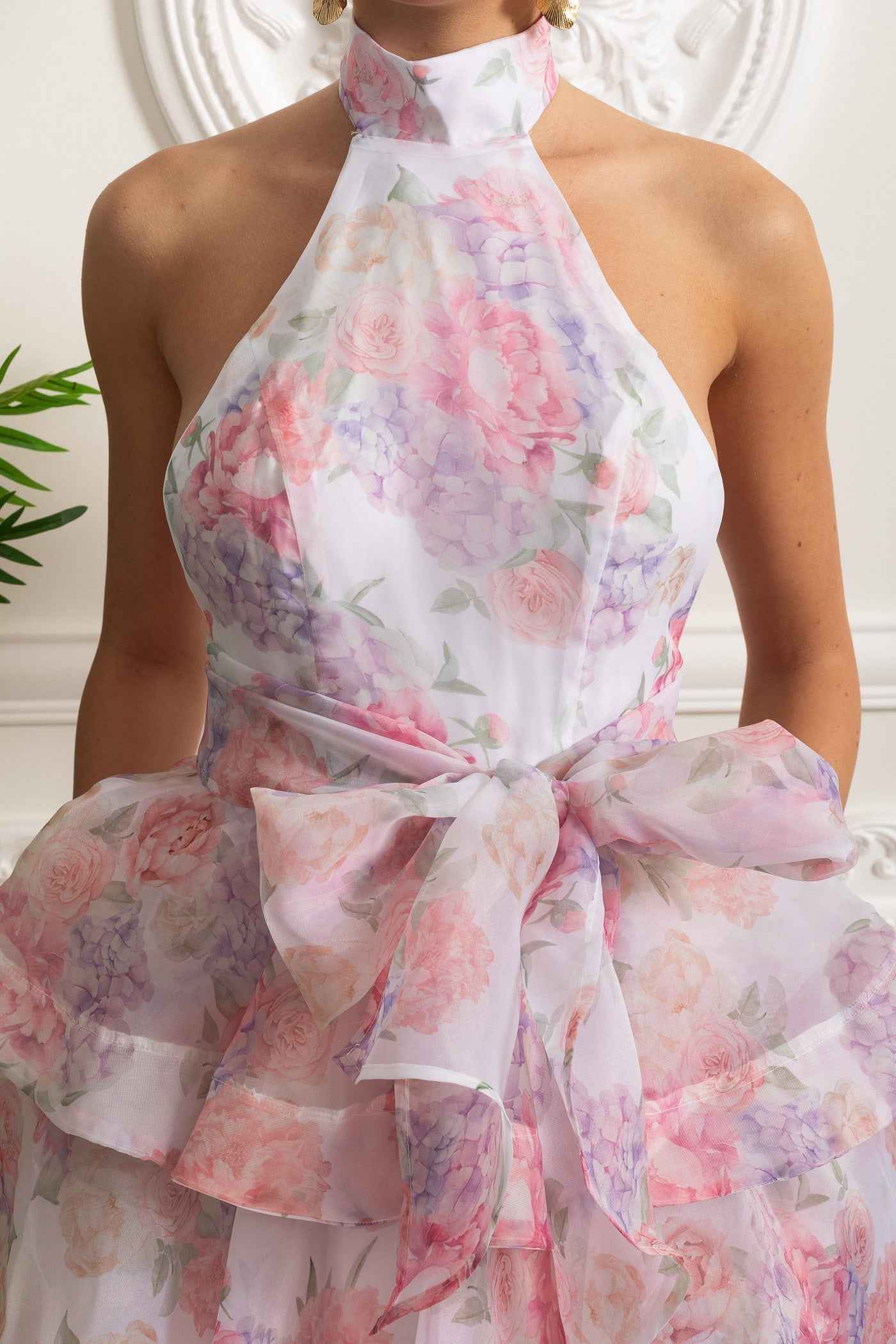 Floral Halterneck | FLORAL RUFFLE MINI PARTY SUMMER DRESS