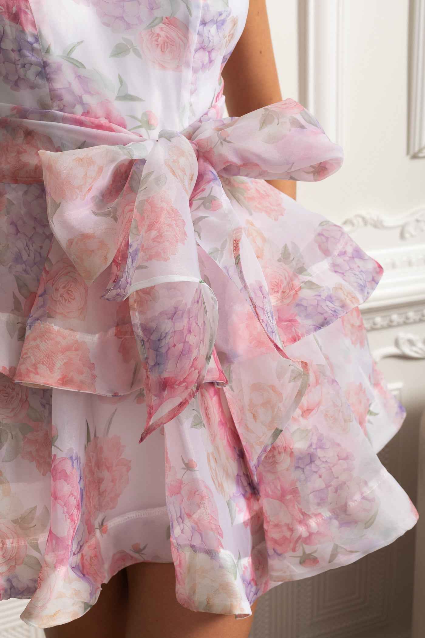 Floral Halterneck | FLORAL RUFFLE MINI PARTY SUMMER DRESS