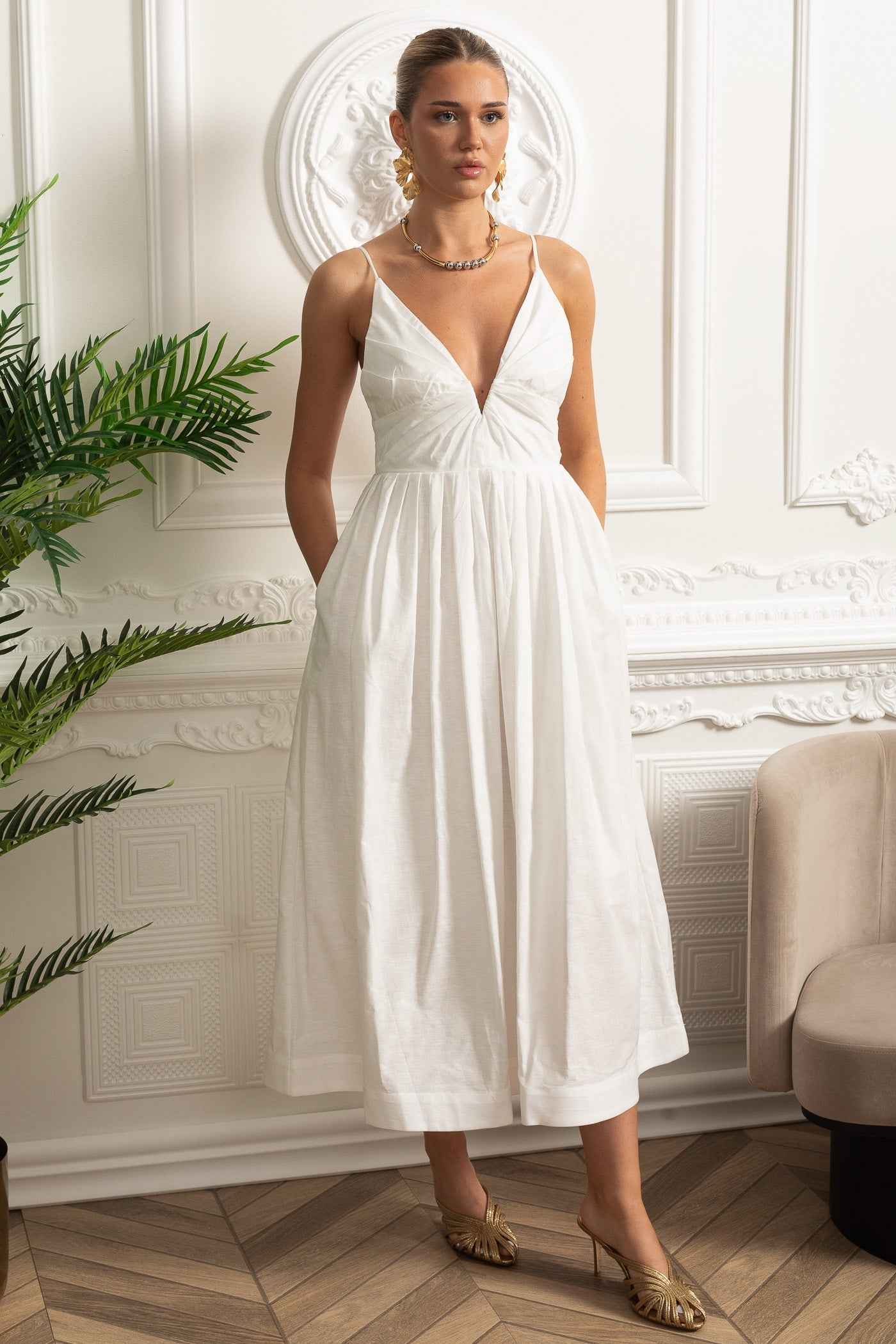 Sian | RUCHED FLORAL MIDI SUMMER PARTY DRESS