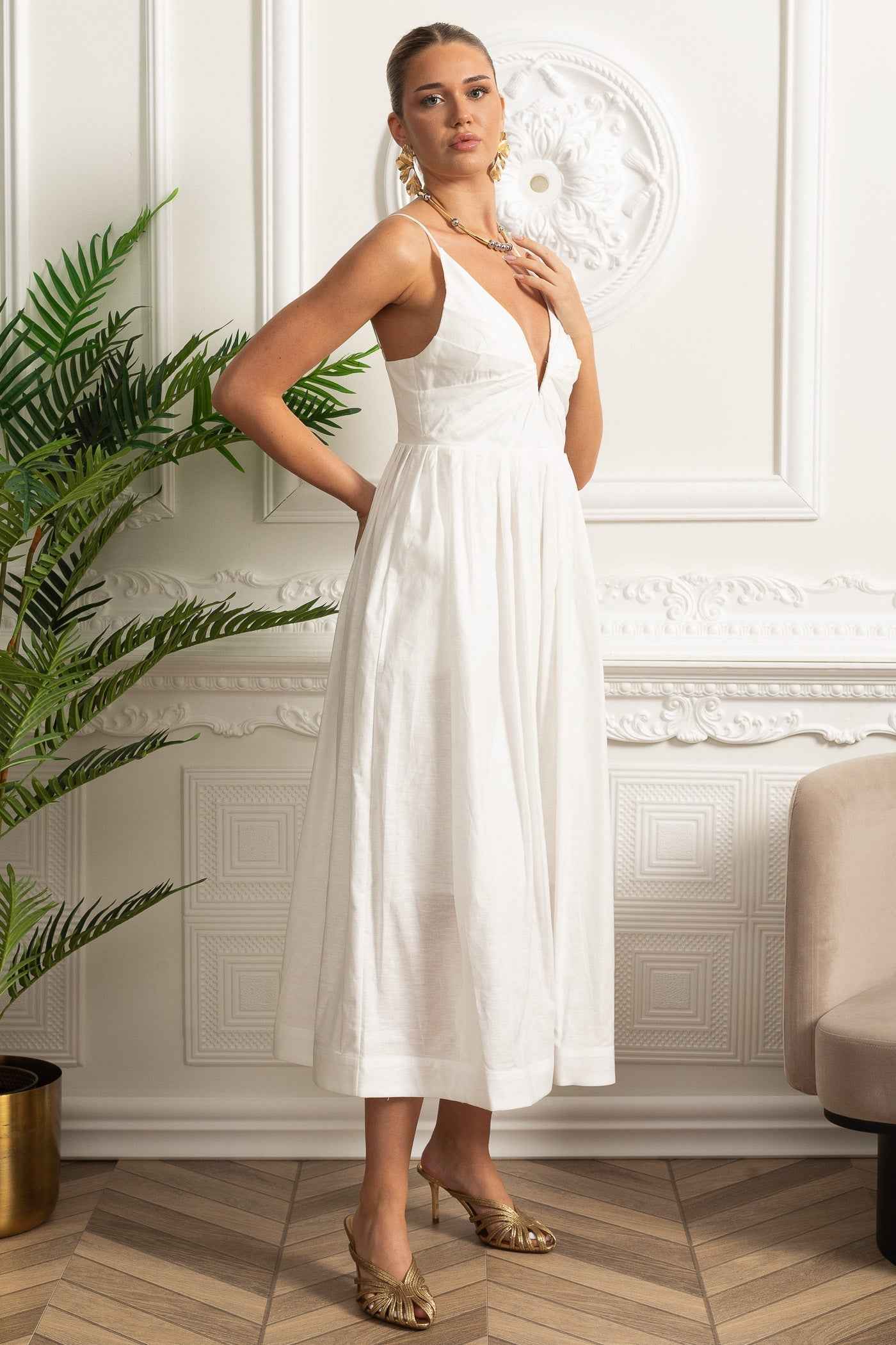 Sian | RUCHED FLORAL MIDI SUMMER PARTY DRESS