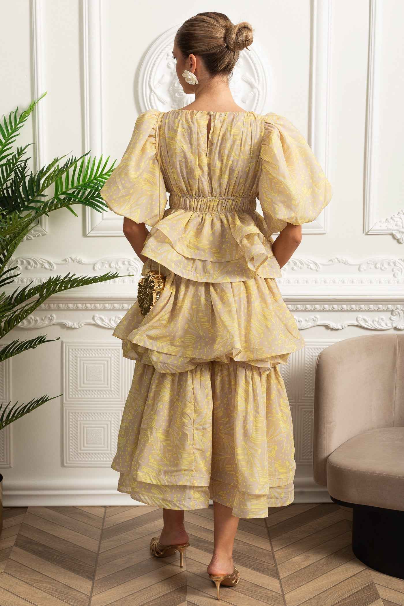 Puff Sleeve | TIERED RUFFLE MIDI SUMMER PARTY DRESS