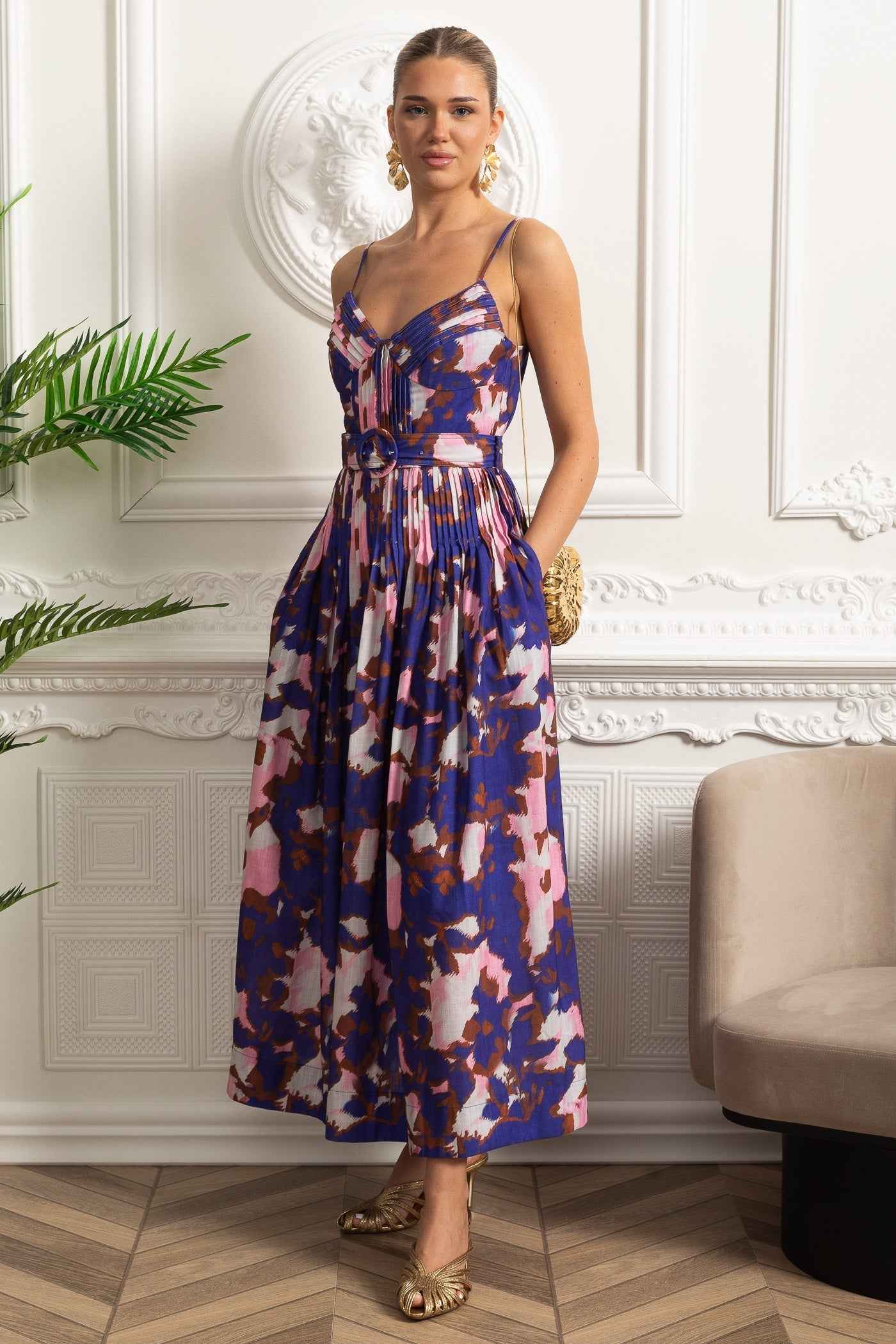 Pleated Bust | PLEATED FITTED MIDI PARTY COCKTAIL DRESS