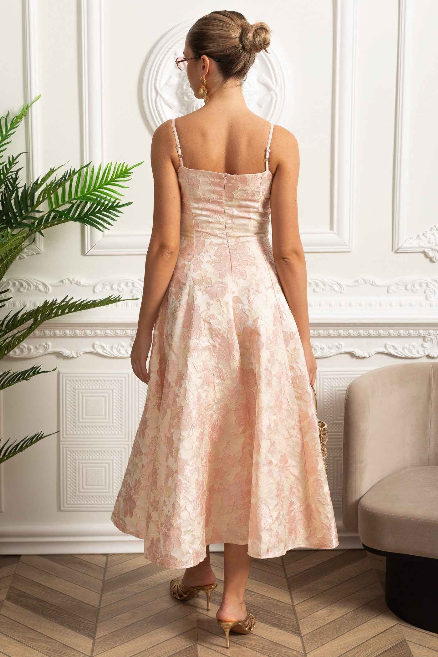 Jacquard | FLORAL FITTED MIDI PARTY COCKTAIL DRESS