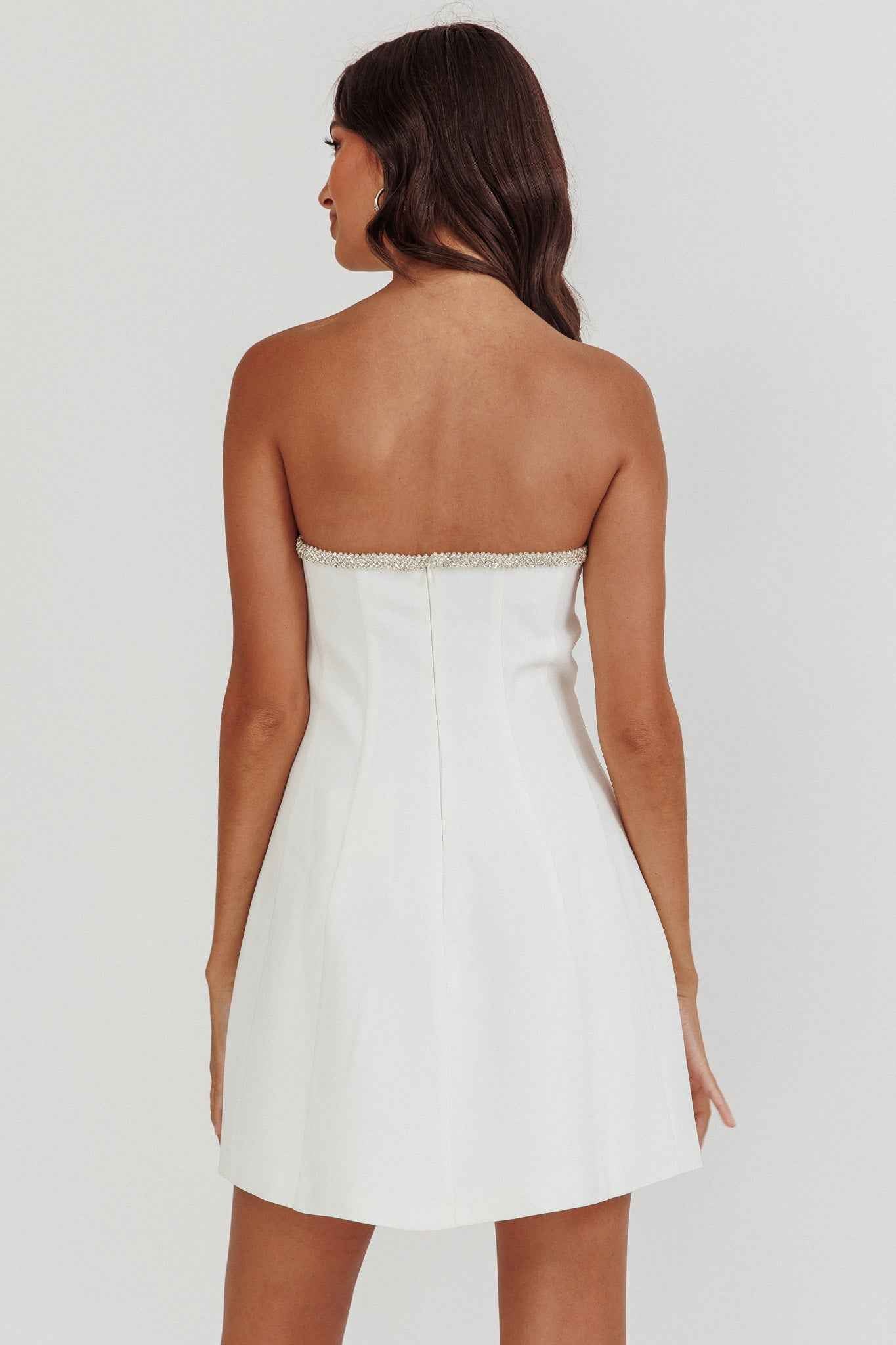 Macaila | STRAPLESS RHINESTONE MINI BRIDAL PARTY DRESS