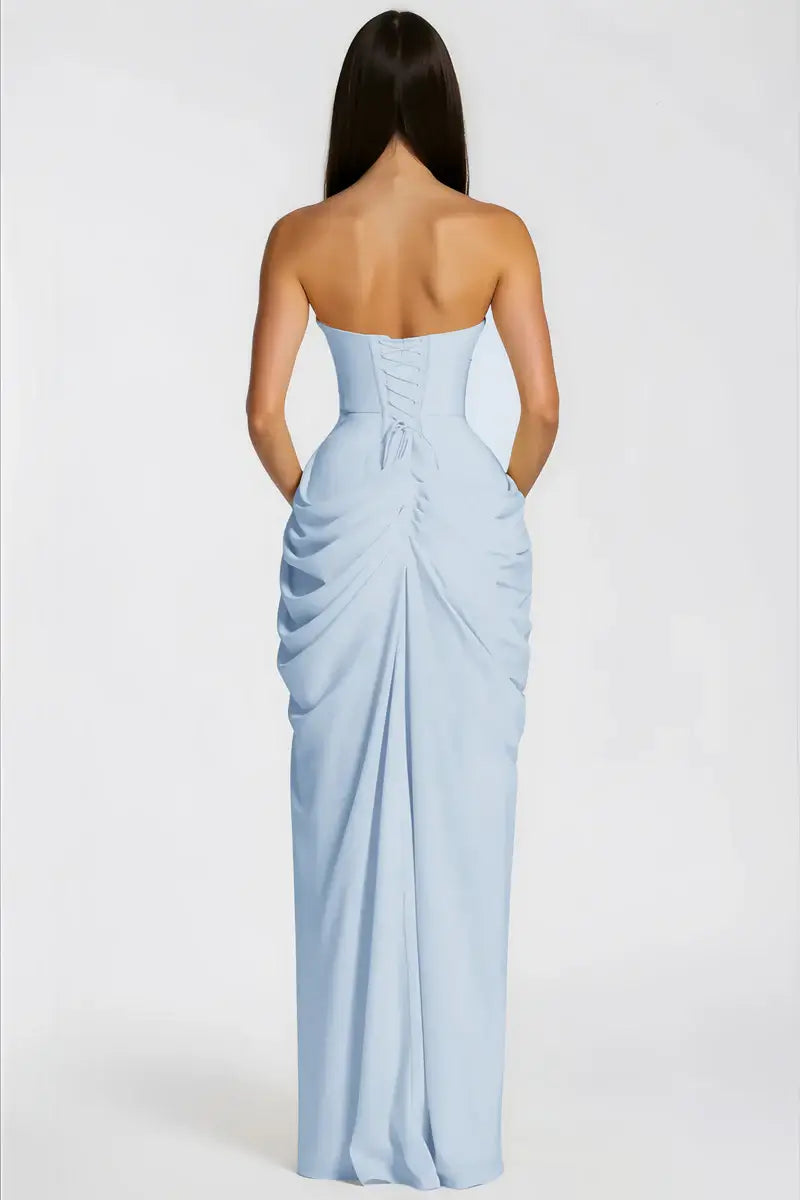 Azalée Strapless Draped High-Slit Maxi Dress