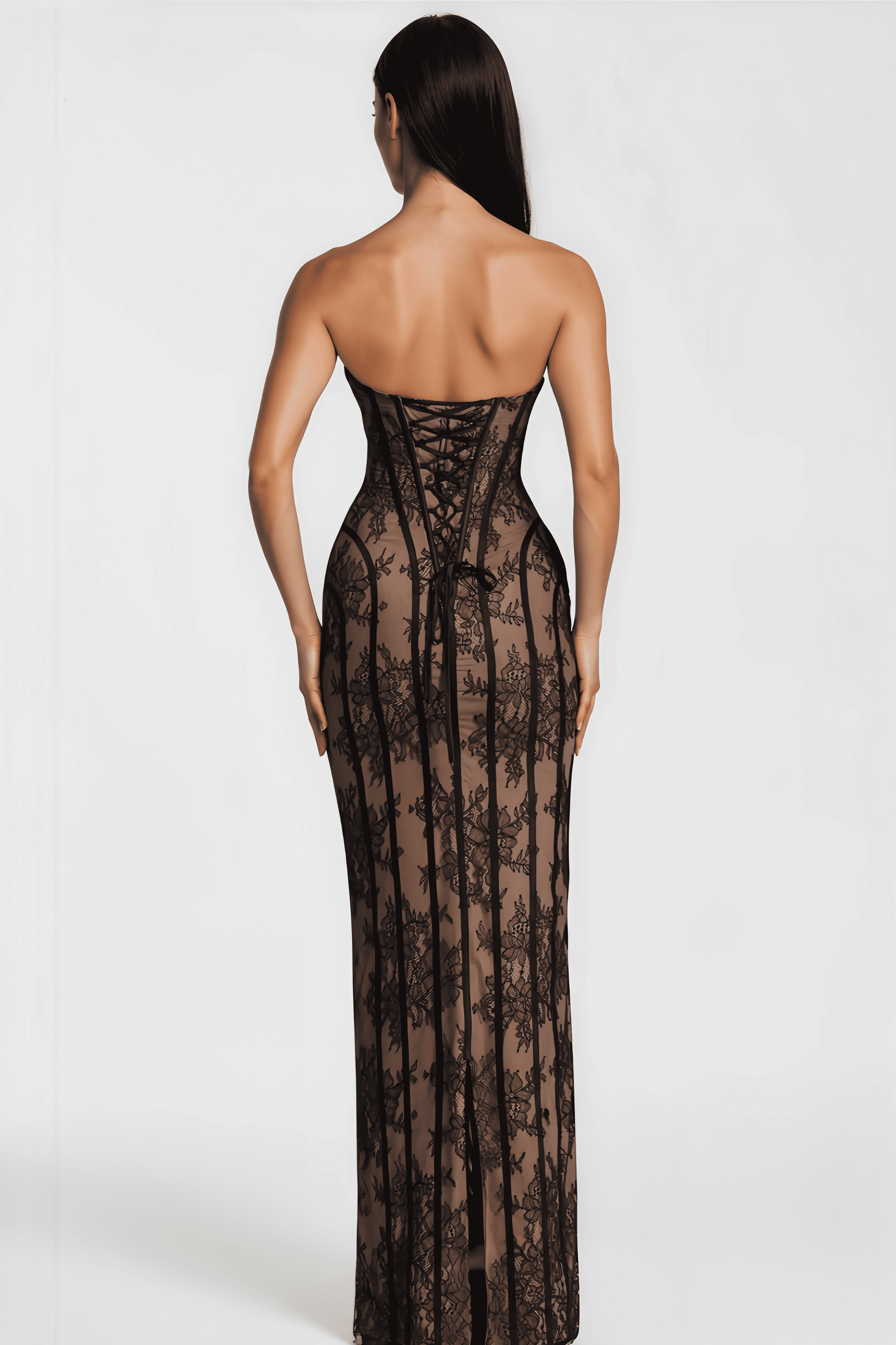 Sarah Floral Lace Corset Maxi Dress