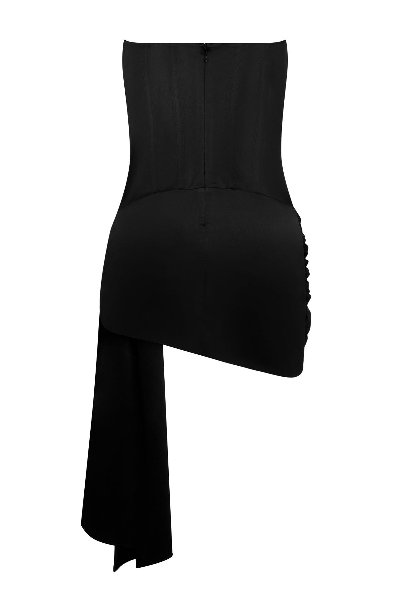 Solara Black Satin Corset Dress ICYBOO