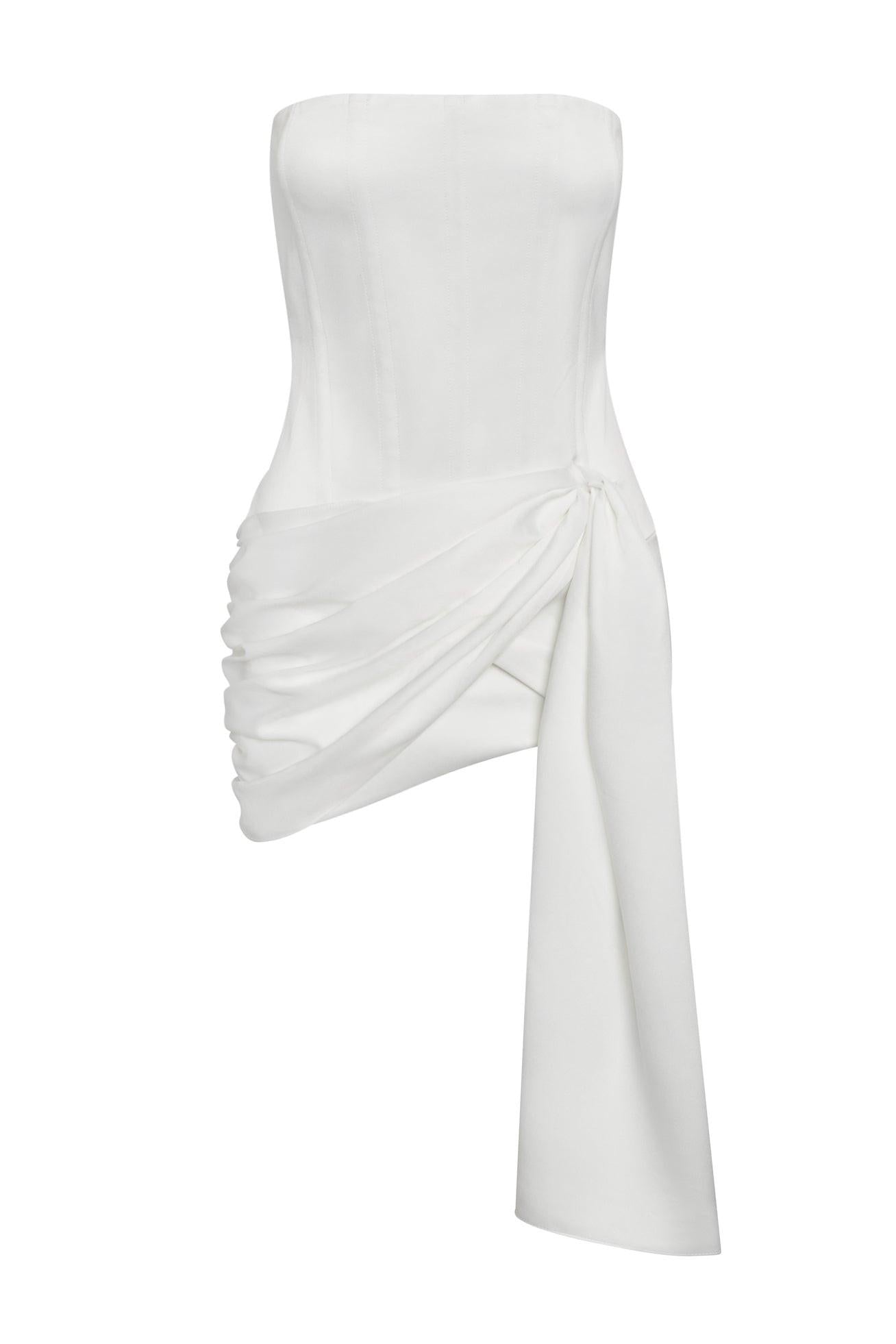 Solara White Satin Corset Dress ICYBOO