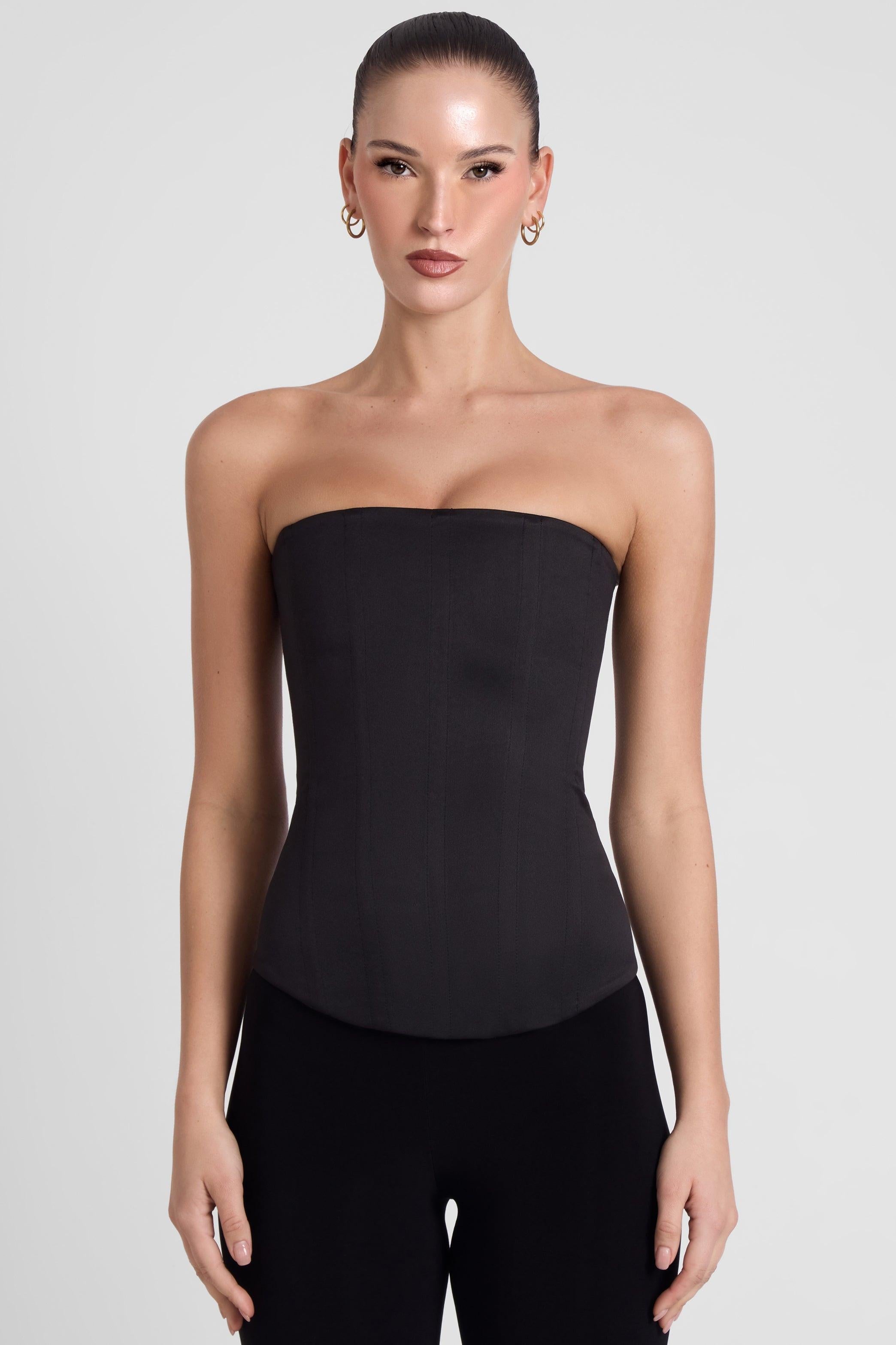 Black Sphynx Satin Corset Top ICYBOO