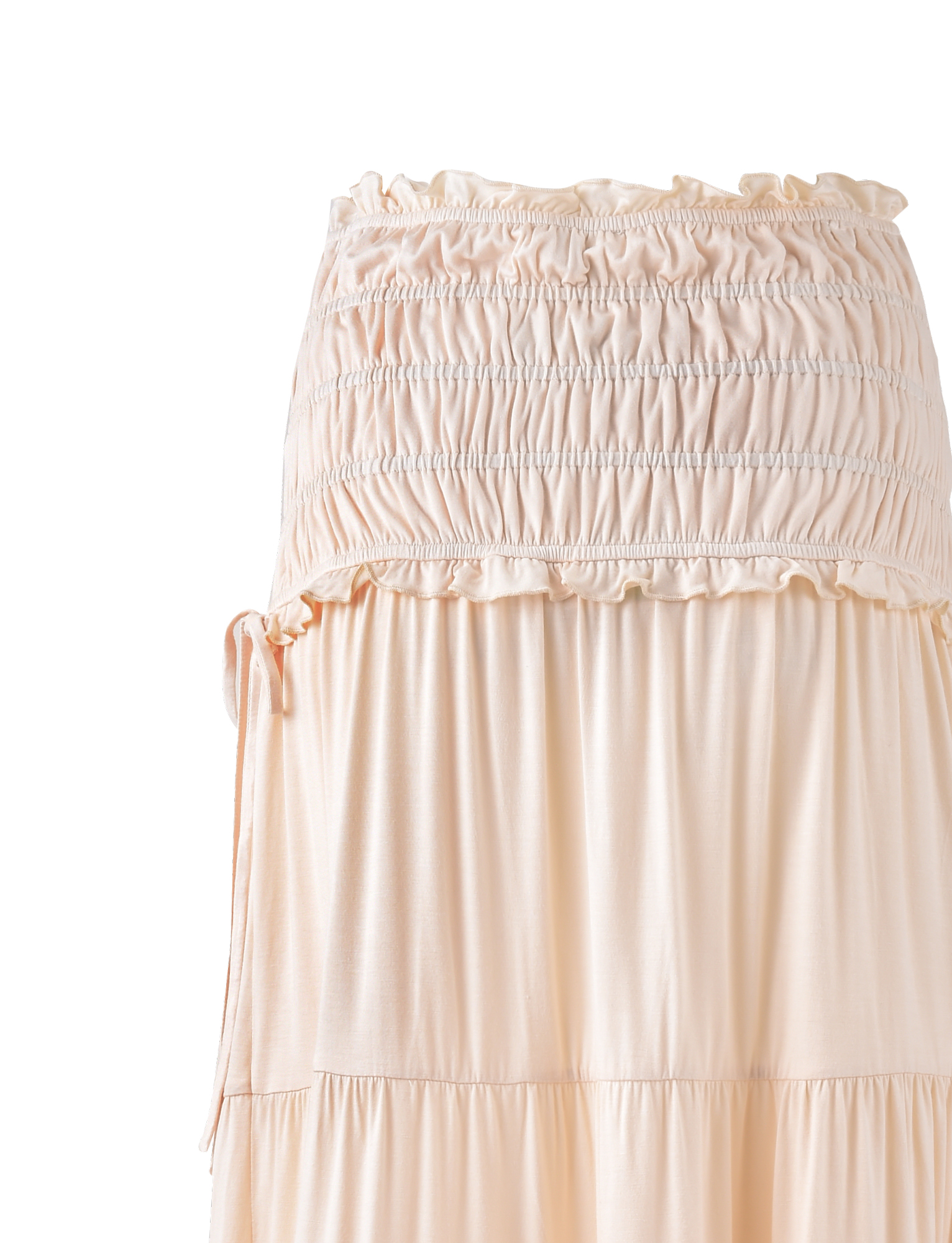 Denali Maxi Skirt - Bone Jersey Shirred Waistband - ICYBOO