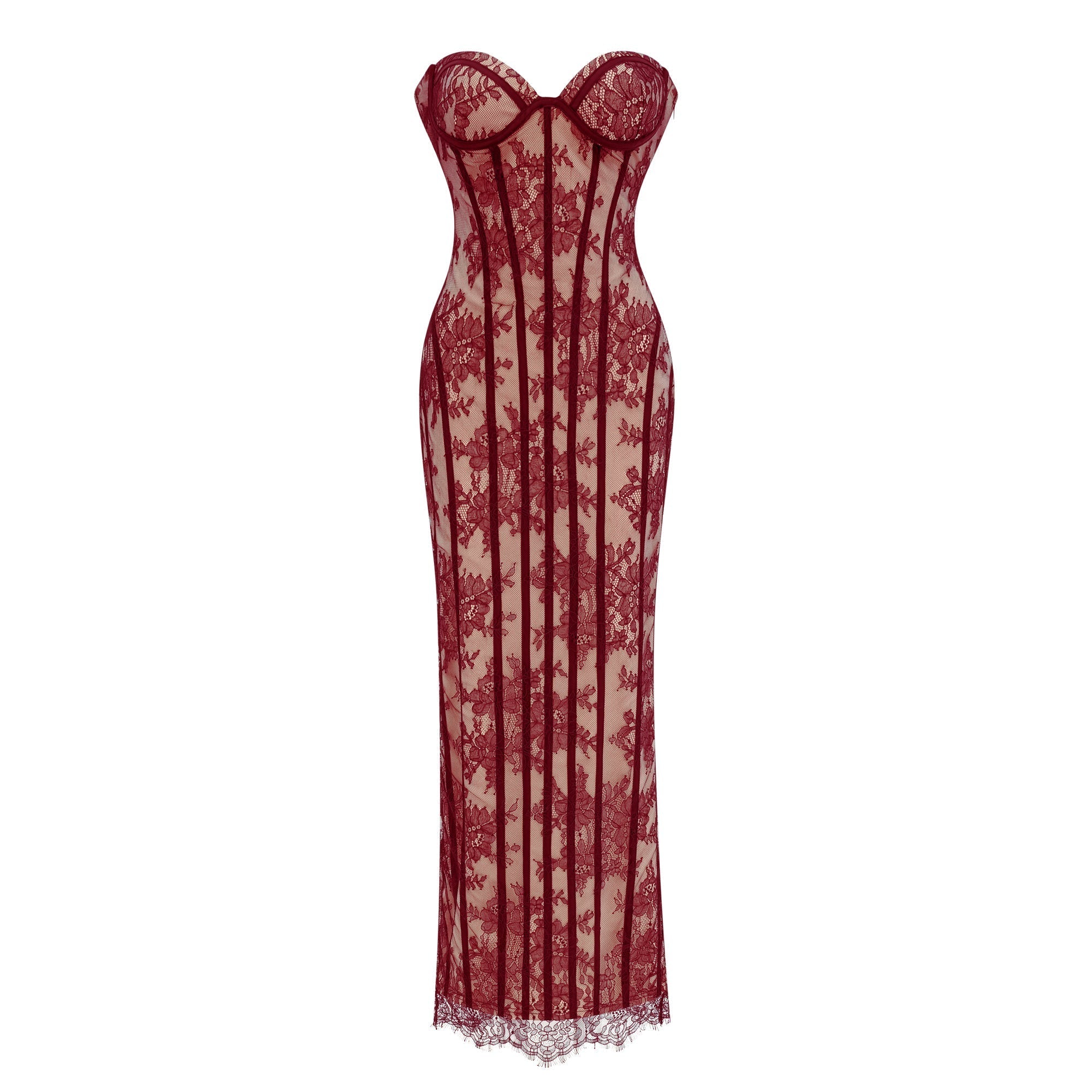 Sarah Floral Lace Corset Maxi Dress