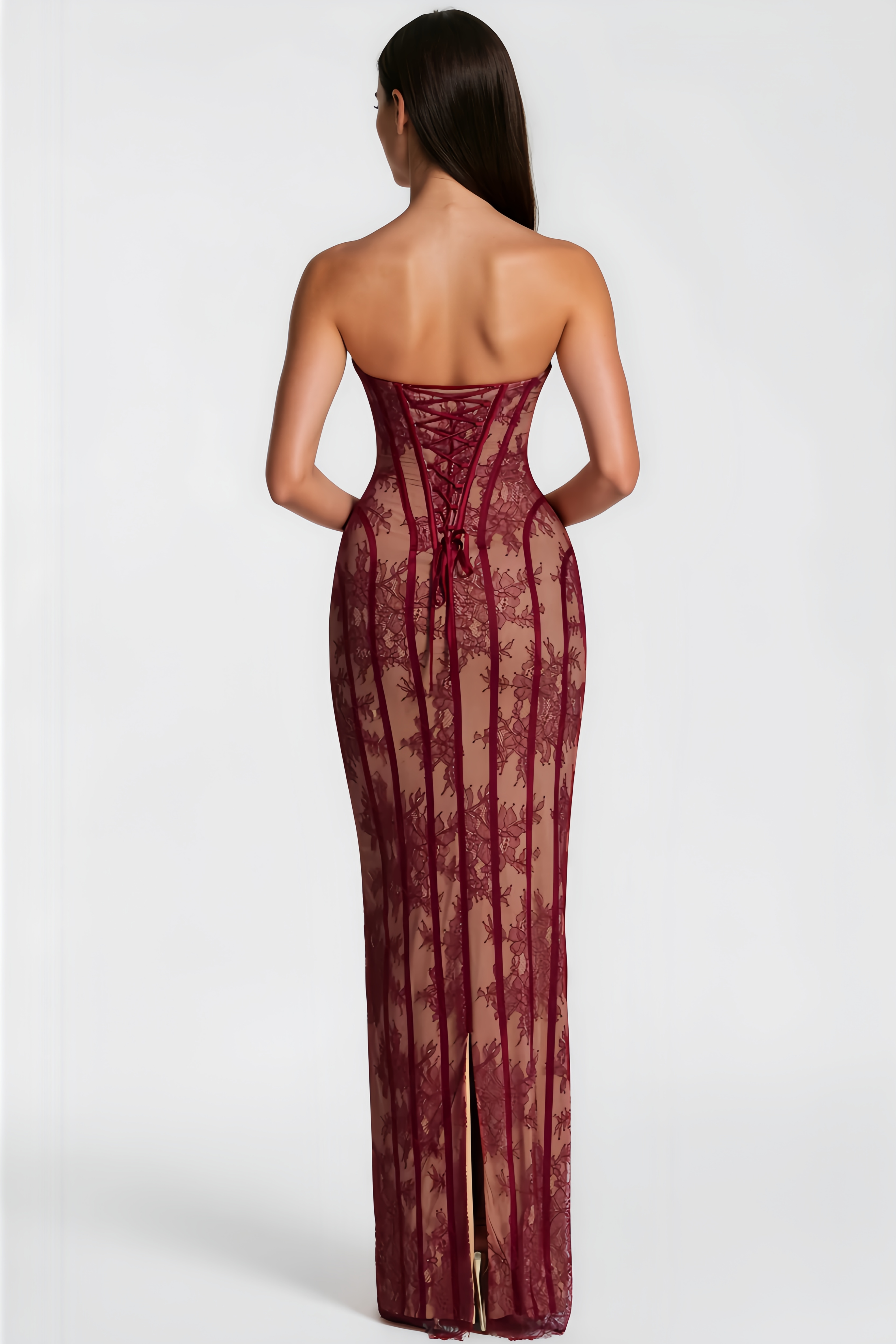 Sarah Floral Lace Corset Maxi Dress