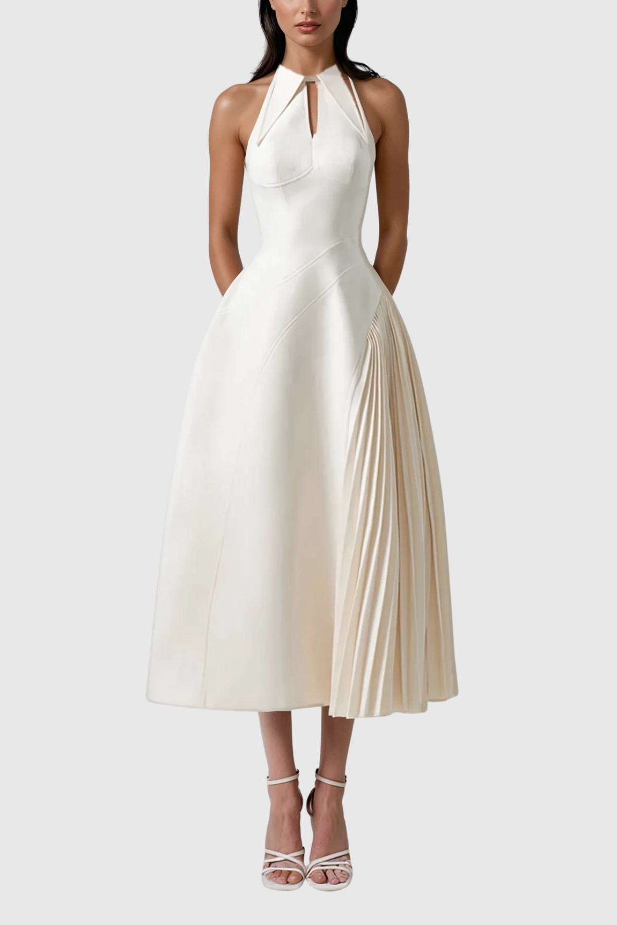 Zion Ruched Deconstruct Maxi Formal Dress - White
