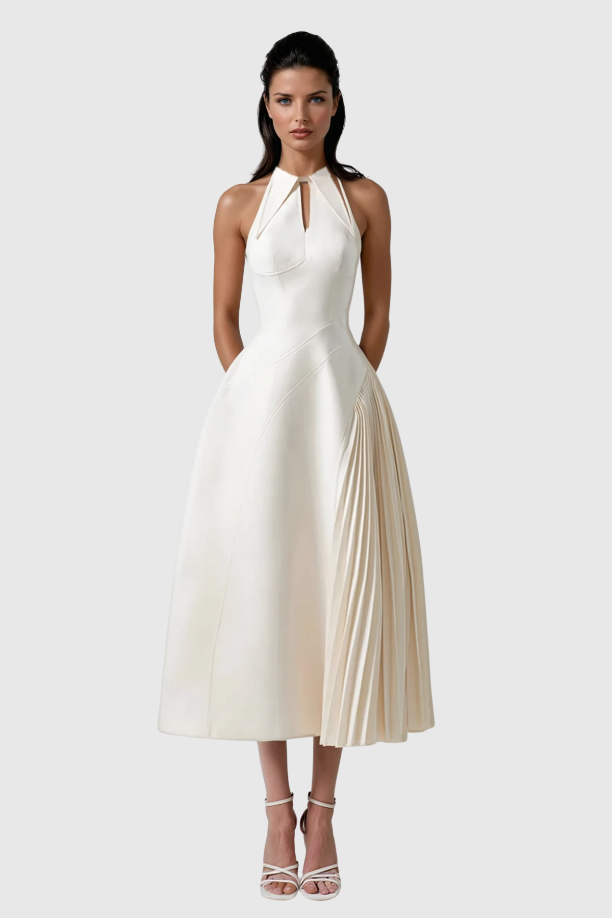 Zion Ruched Deconstruct Maxi Formal Dress - White