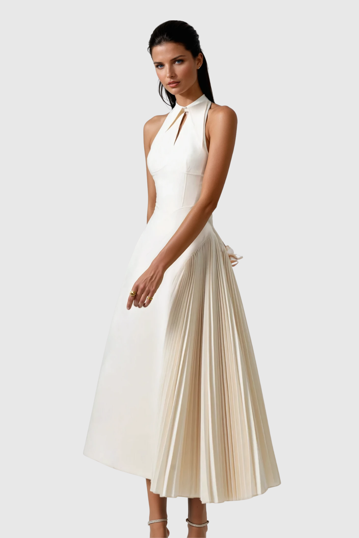 Zion Ruched Deconstruct Maxi Formal Dress - White