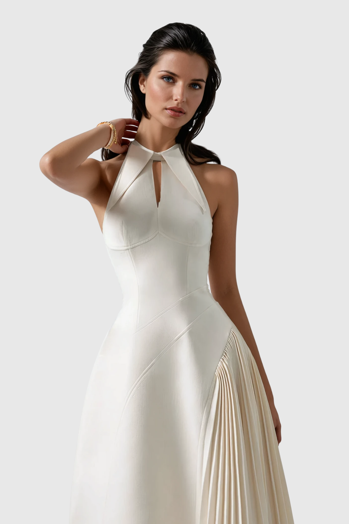 Zion Ruched Deconstruct Maxi Formal Dress - White