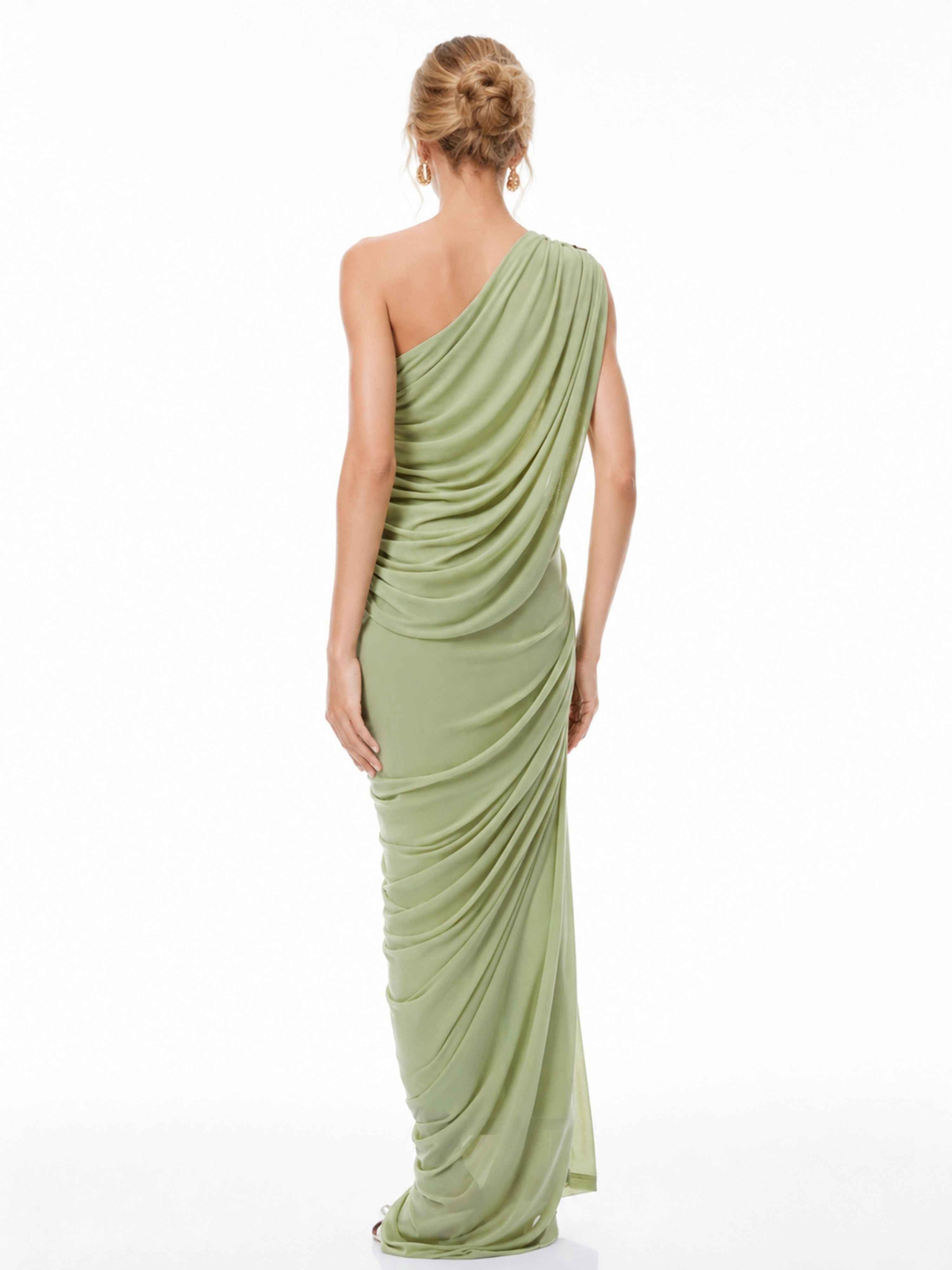 Zulma One Shoulder Top & Skirt Set Green