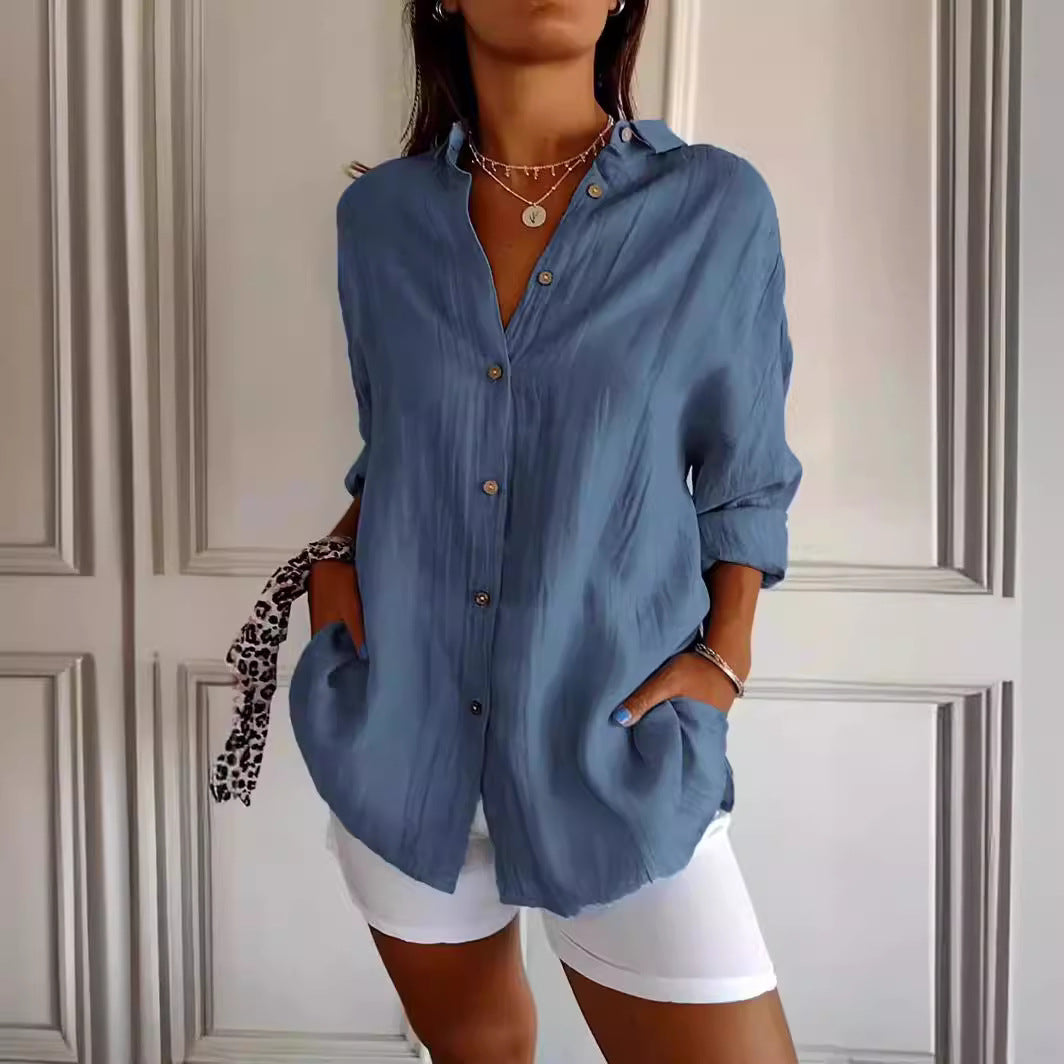 Pleated Elegant Midi Casual Shirt Dress - ICYBOO