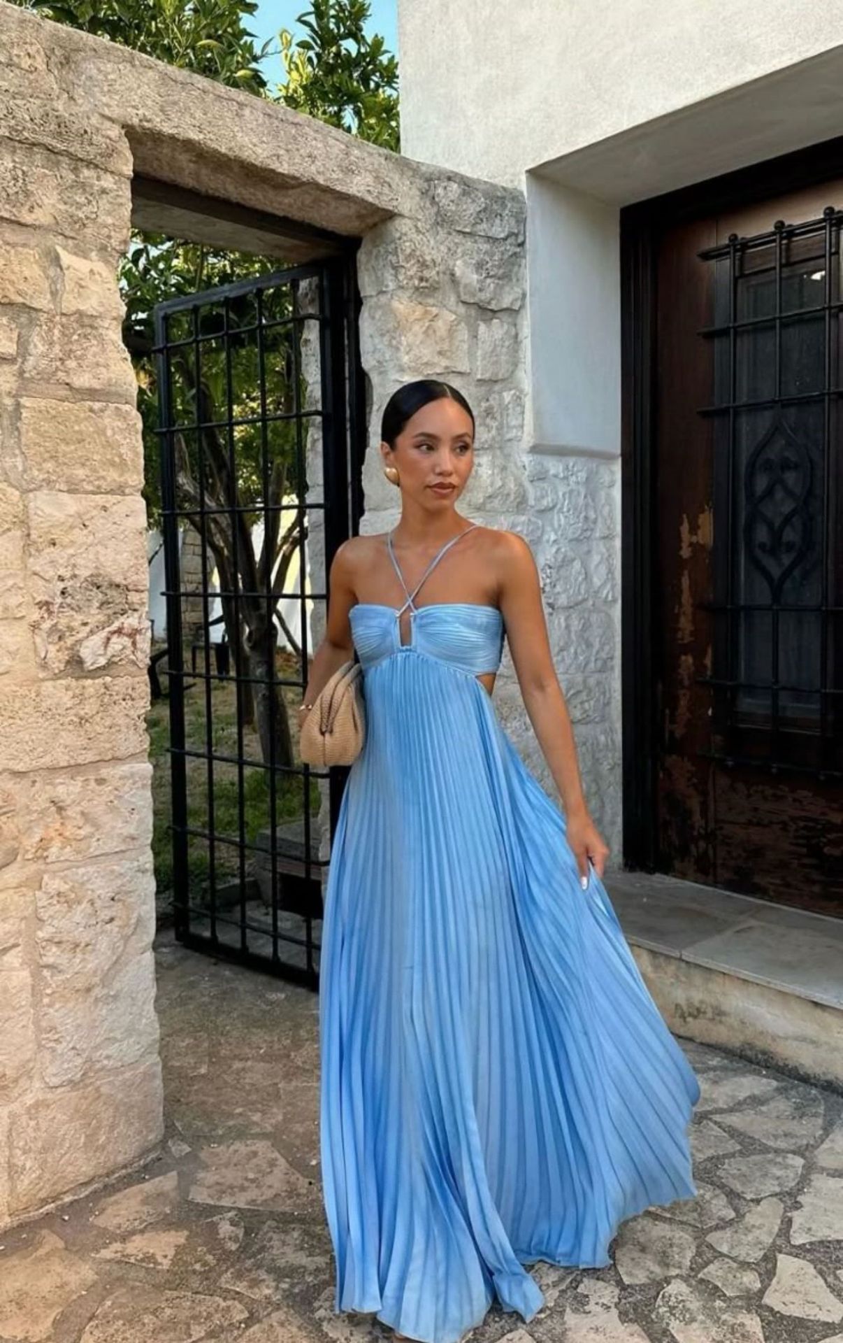 Pleated Sleeveless Maxi Evening Party Dress - ICYBOO
