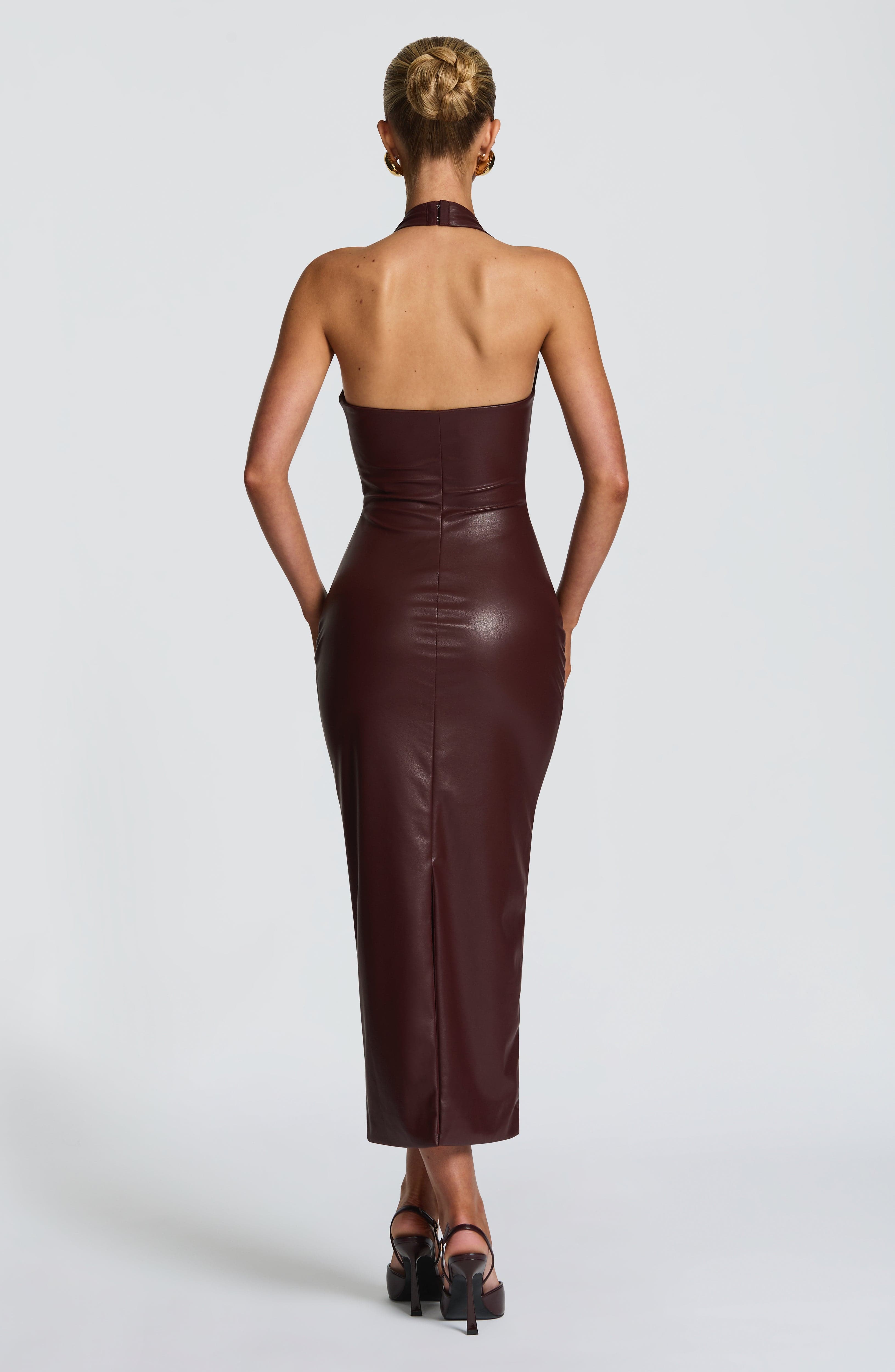 Burgundy Ainsley Midi Dress - ICYBOO