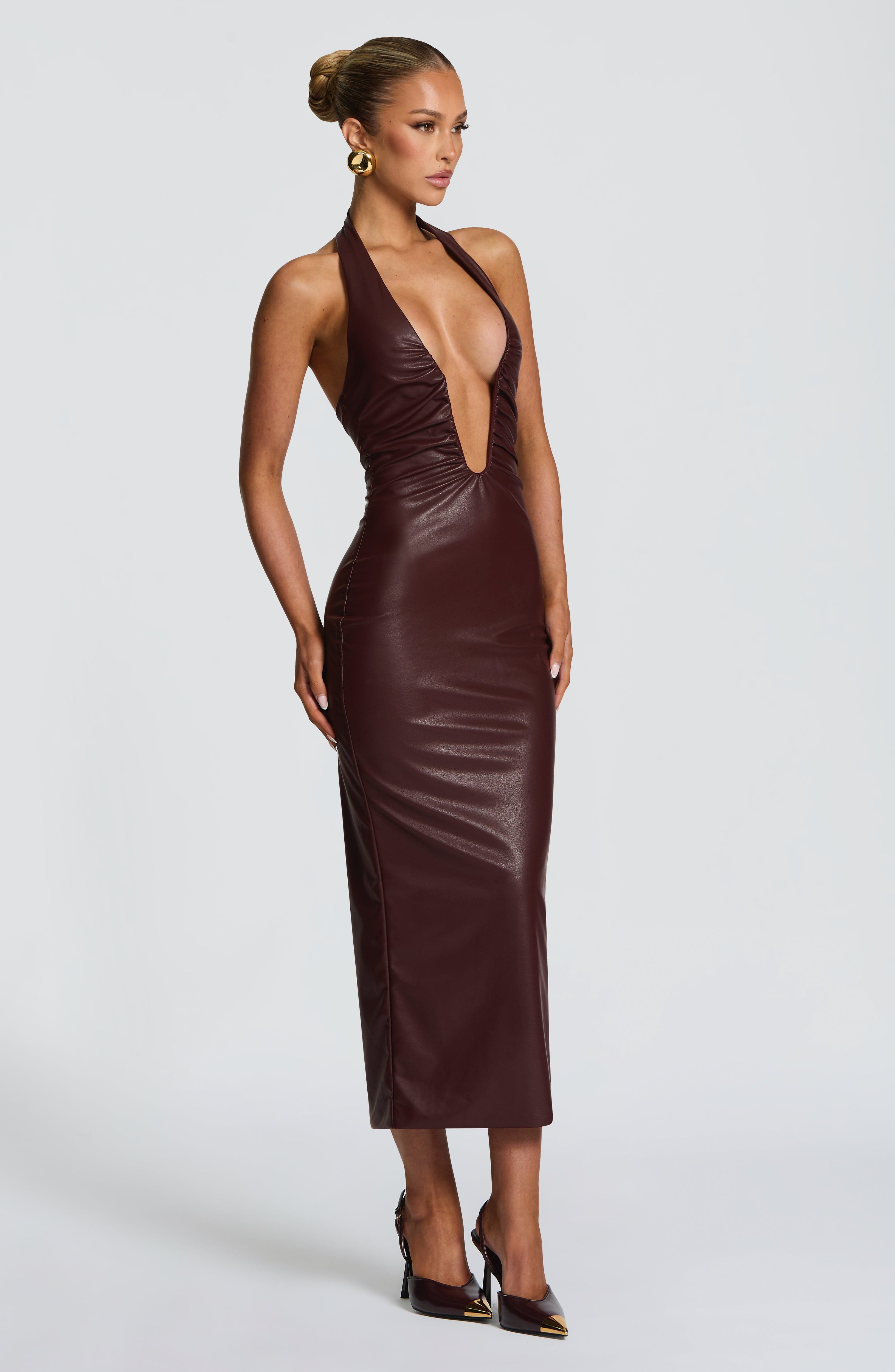 Burgundy Ainsley Midi Dress - ICYBOO