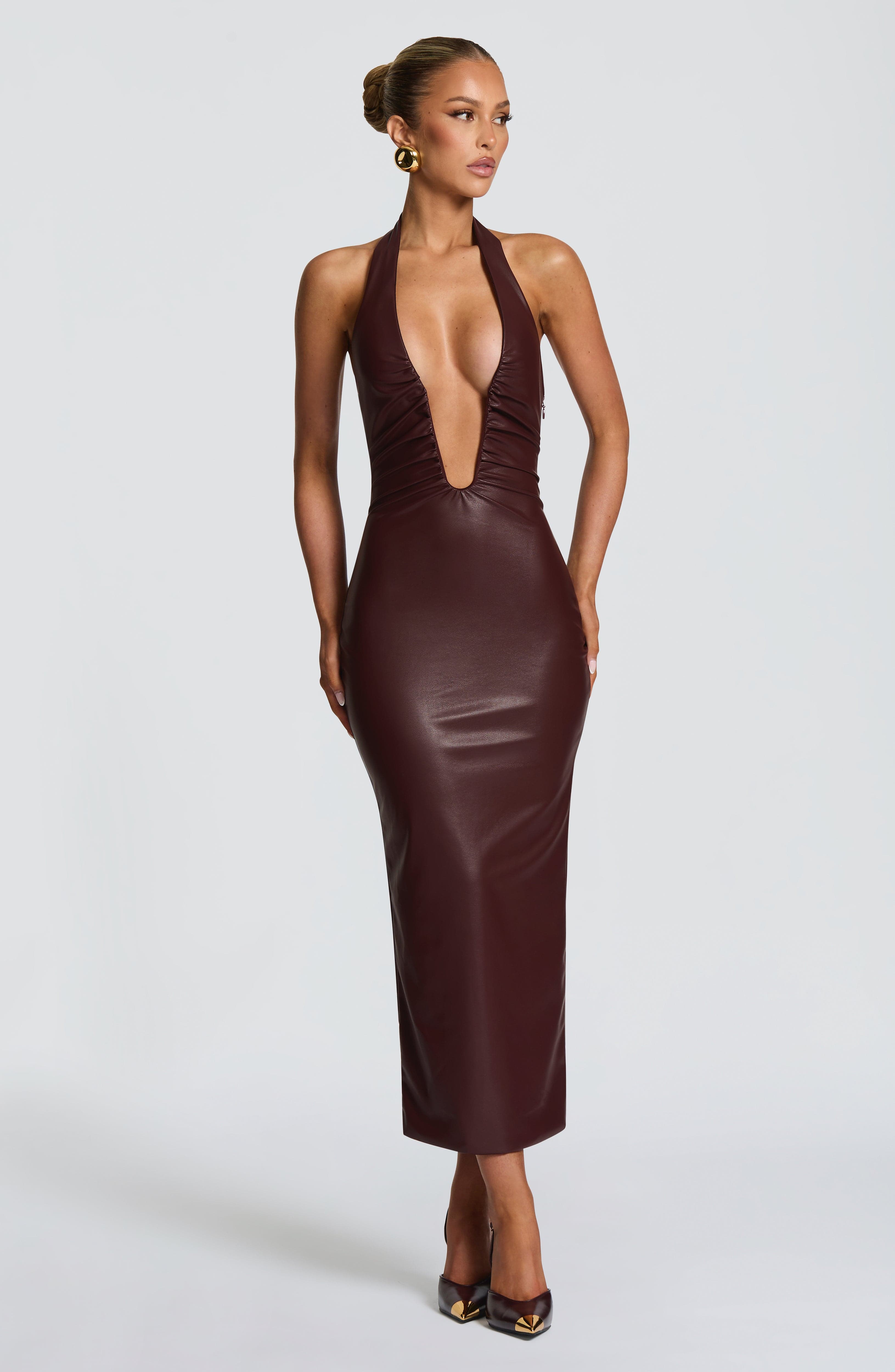 Burgundy Ainsley Midi Dress - ICYBOO
